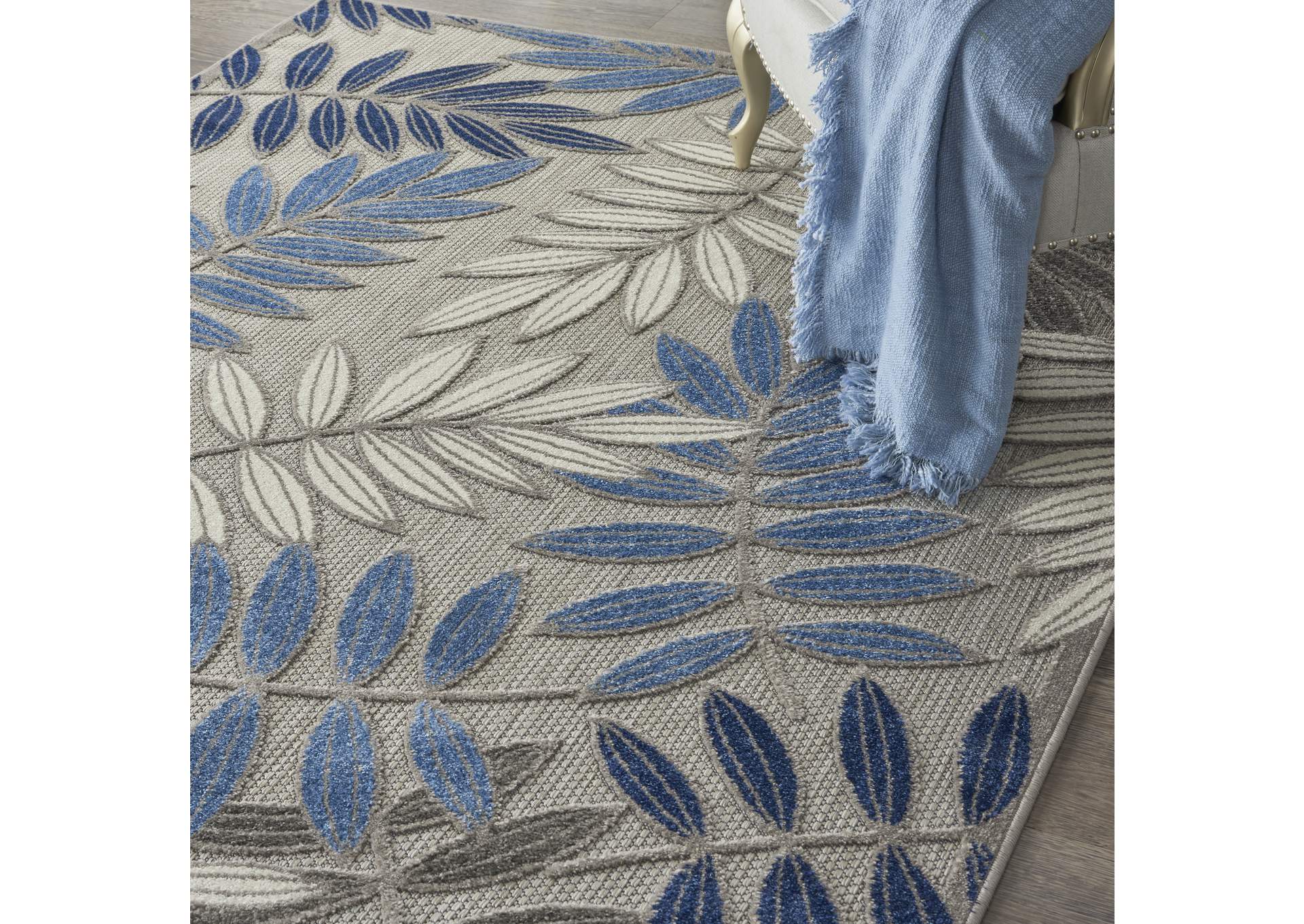 Nourison Aloha 4'x6' Blue Patio Area Rug,Nourison