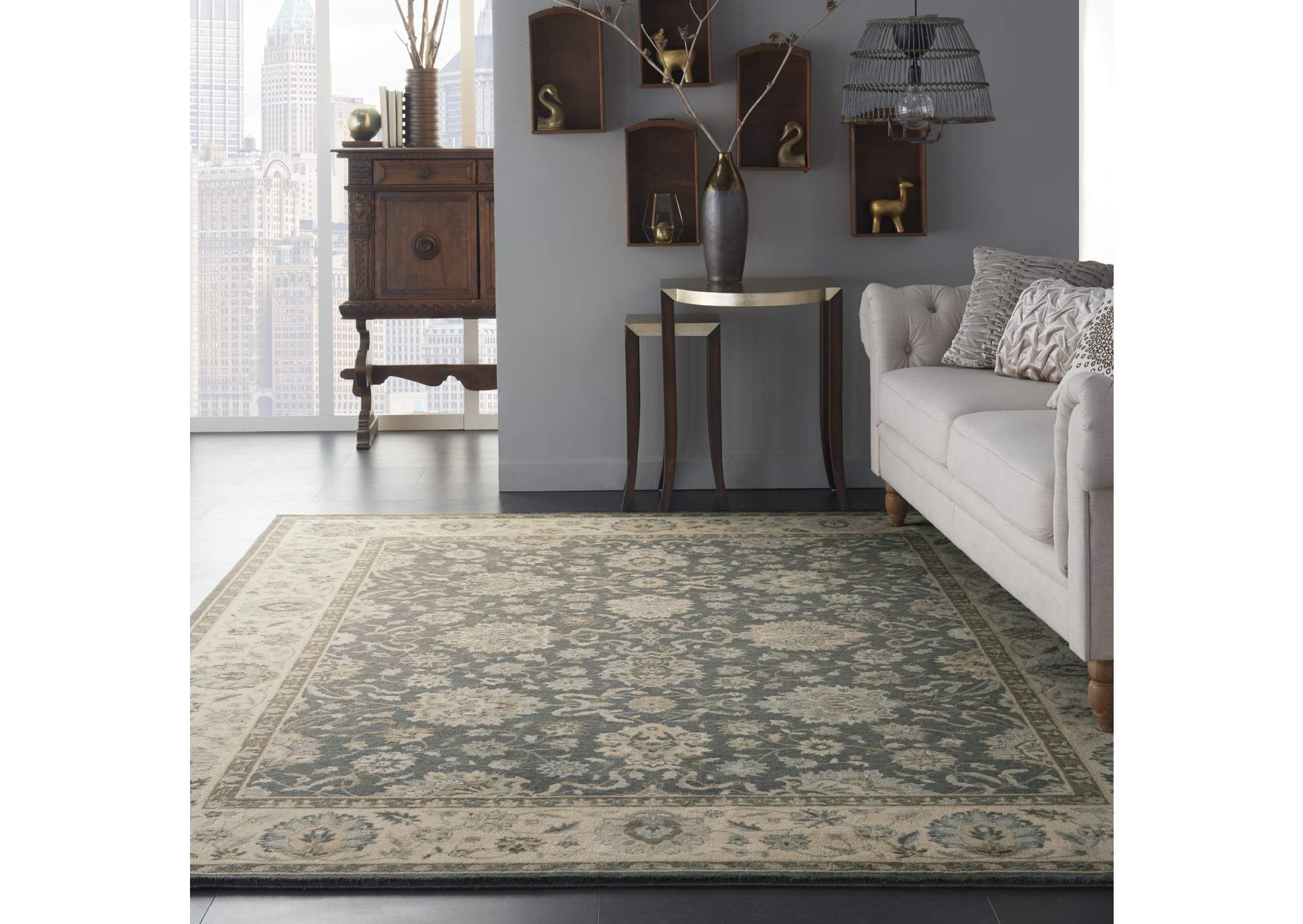 Nourison Living Treasures 10' x 14' Grey and Ivory Area Rug,Nourison