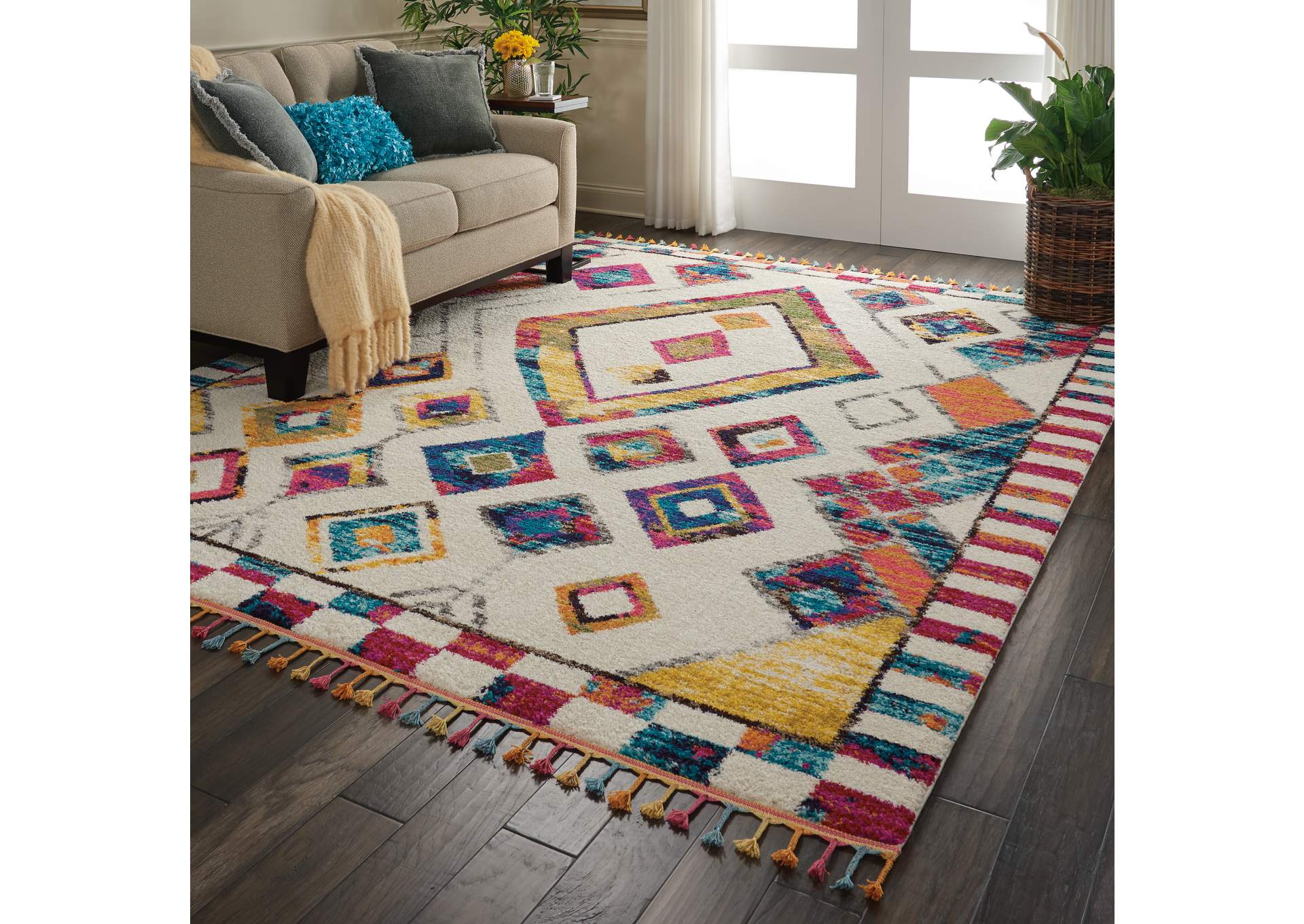 Nourison Nomad NMD02 White Multicolor 9'x12' Oversized Rug,Nourison