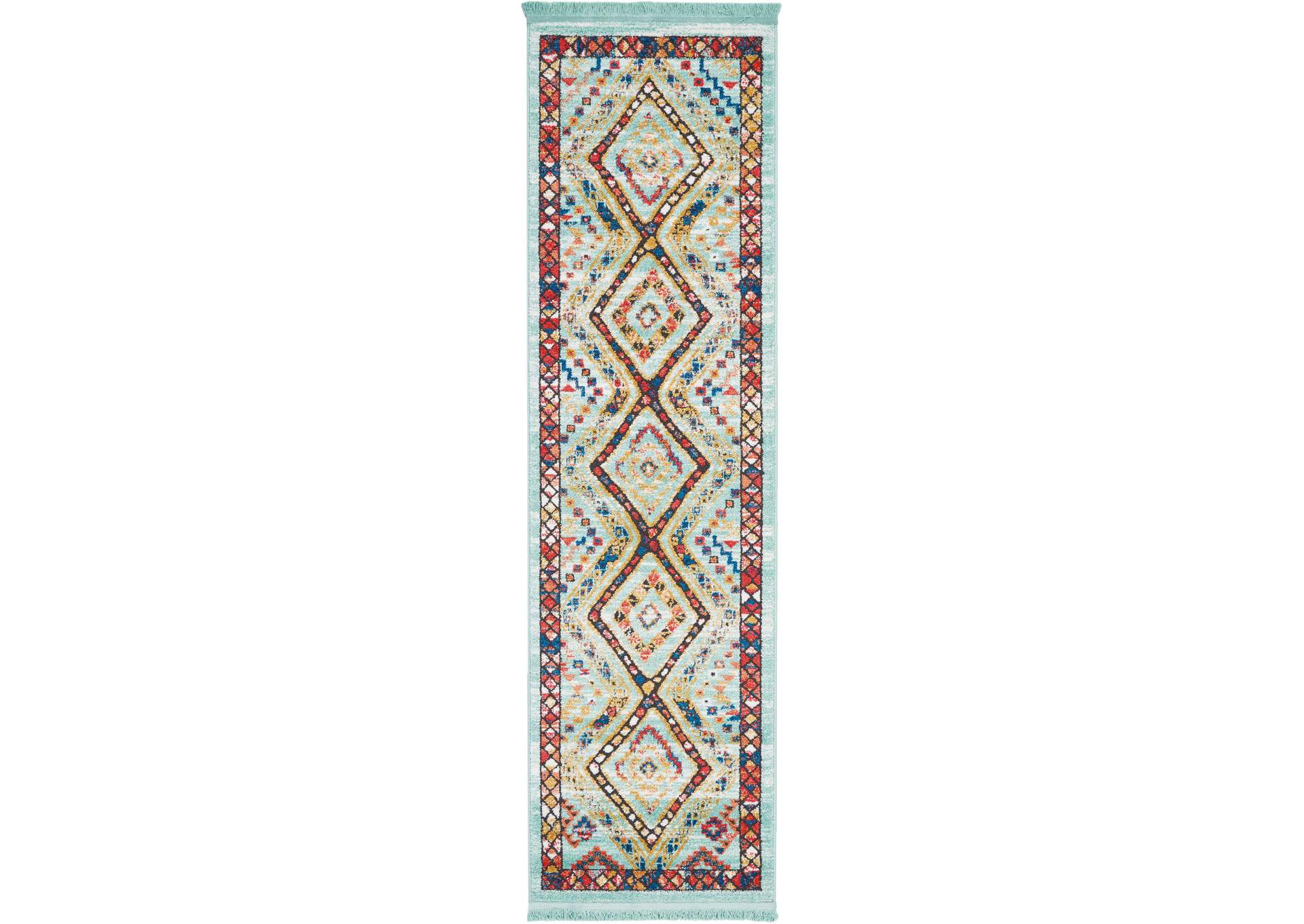 Nourison South Western NAV02 Blue Multicolor 8' Runner Hallway Rug,Nourison