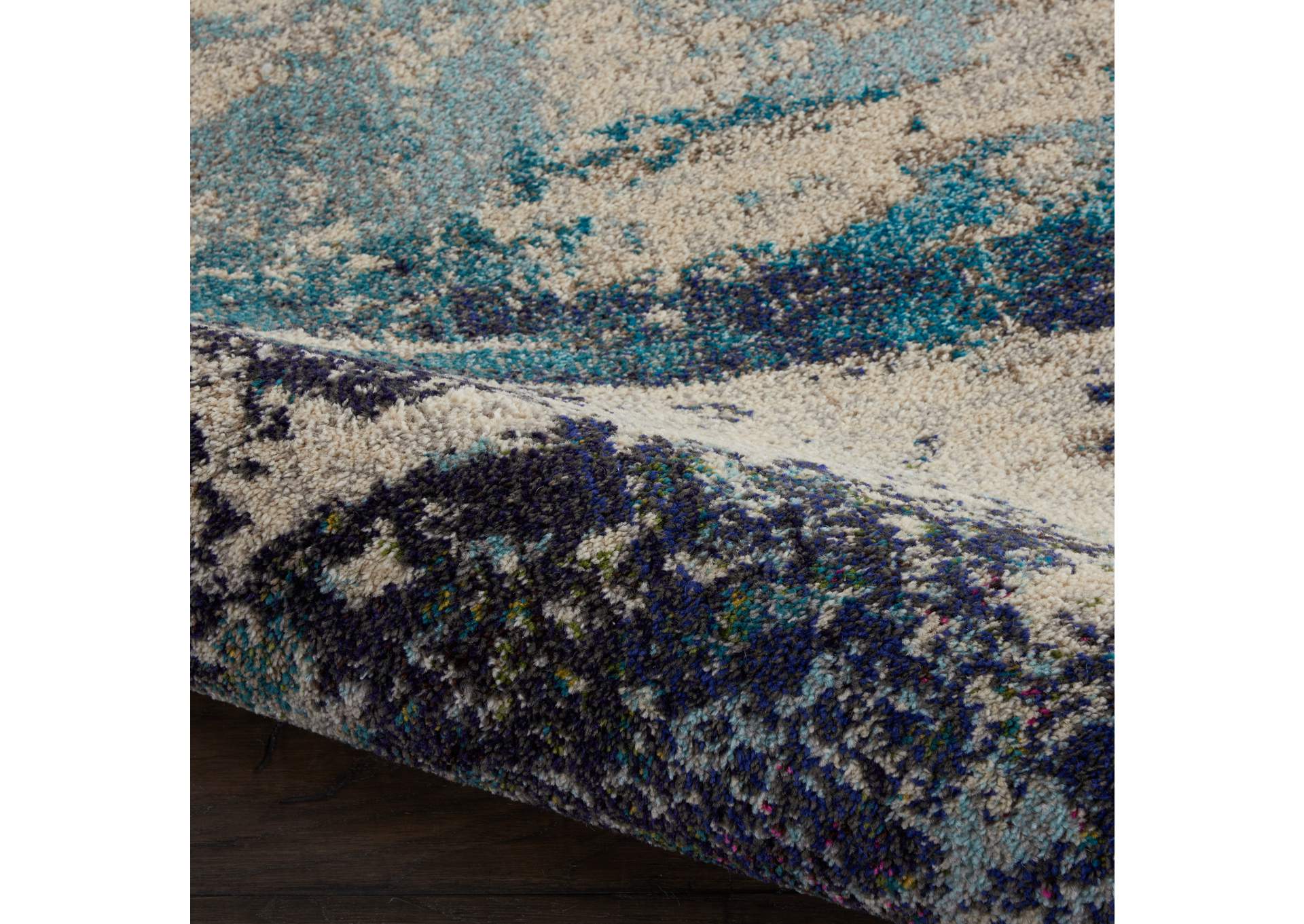Nourison Celestial CES02 Blue and White 5' Round Beach Area Rug,Nourison