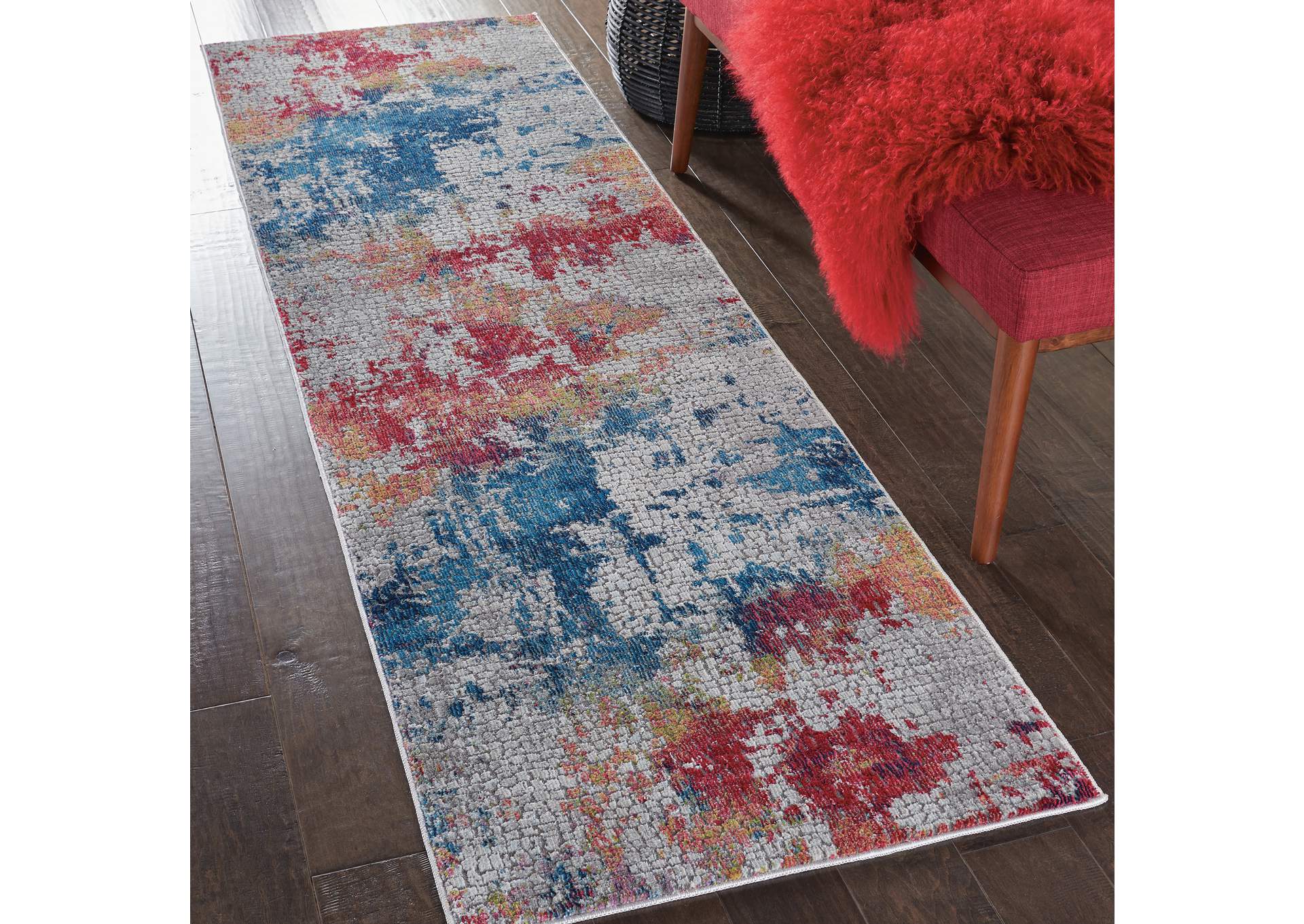 Nourison Ankara Global ANR10 Multicolor 8' Runner Textured Hallway Rug,Nourison