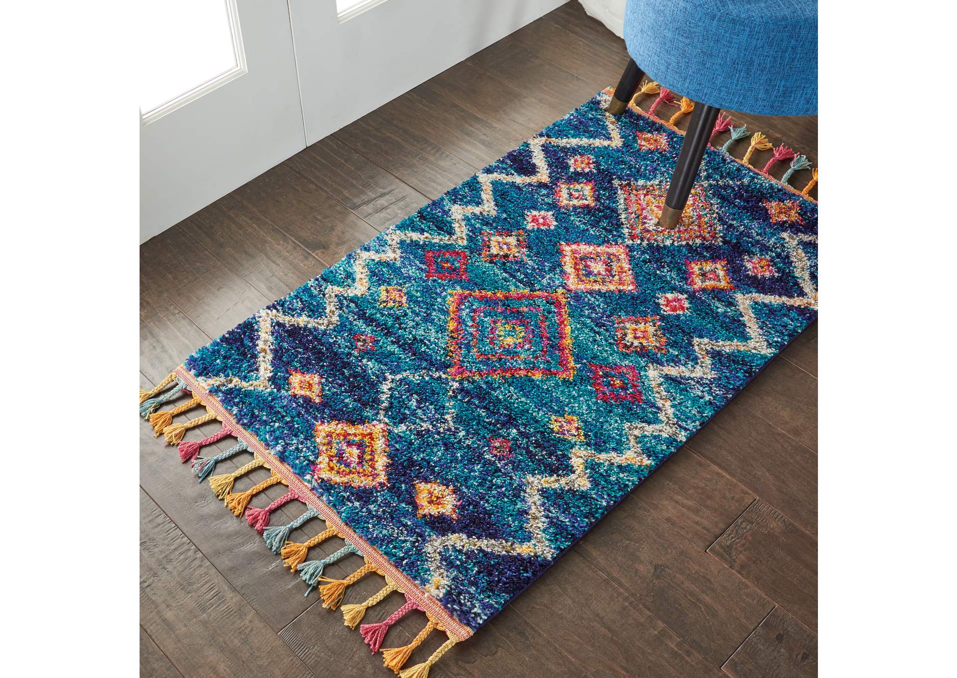 Nourison Nomad 2' X 4' Dark Blue Multicolor Scandinavian Area Rug,Nourison