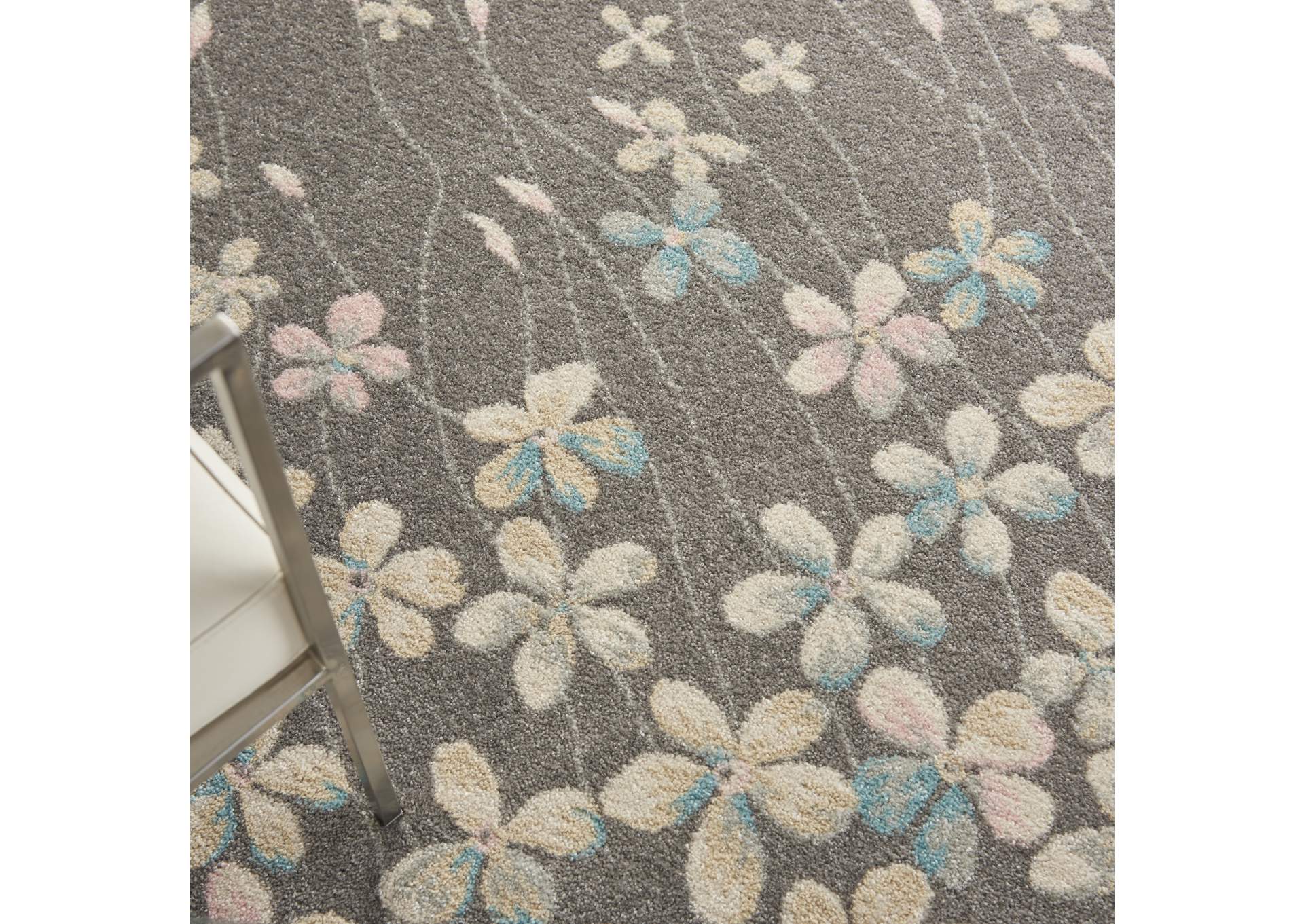 Nourison Tranquil TRA04 Grey 5'x7' Floral Area Rug,Nourison