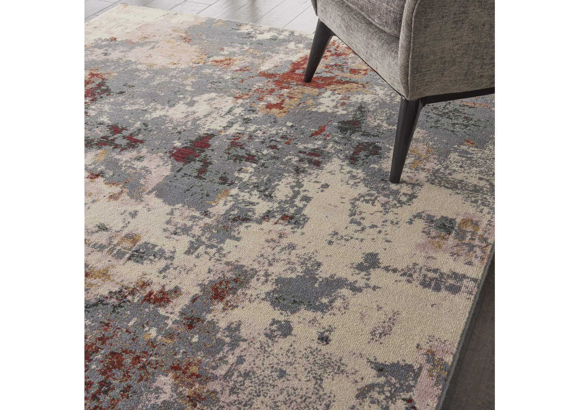 Nourison Artworks ATW01 Grey and Red 6'x8' Abstract Area Rug,Nourison