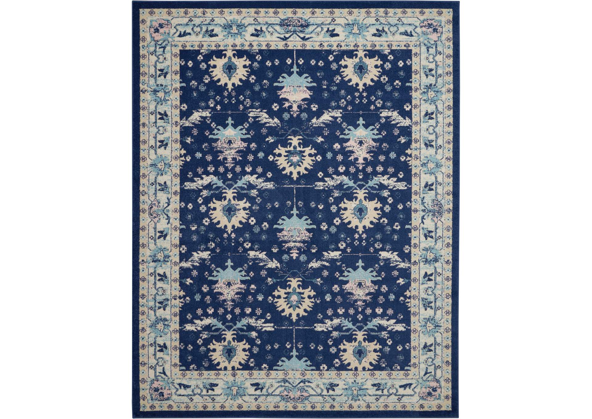 Nourison Tranquil TRA10 Navy Blue 8'x10' Large Rug,Nourison