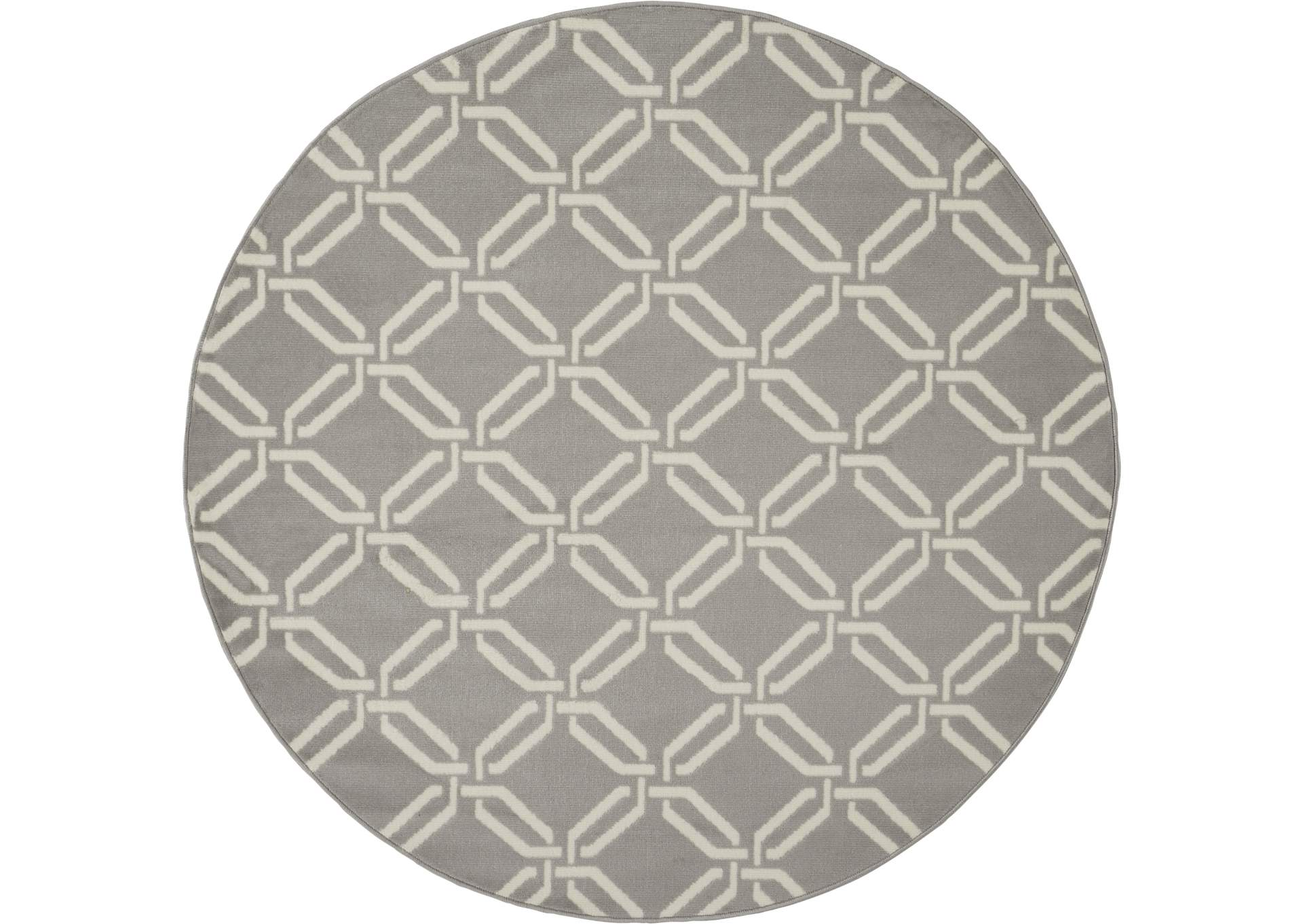 Nourison Jubilant JUB17 Grey 5' Round Mid-century Area Rug,Nourison