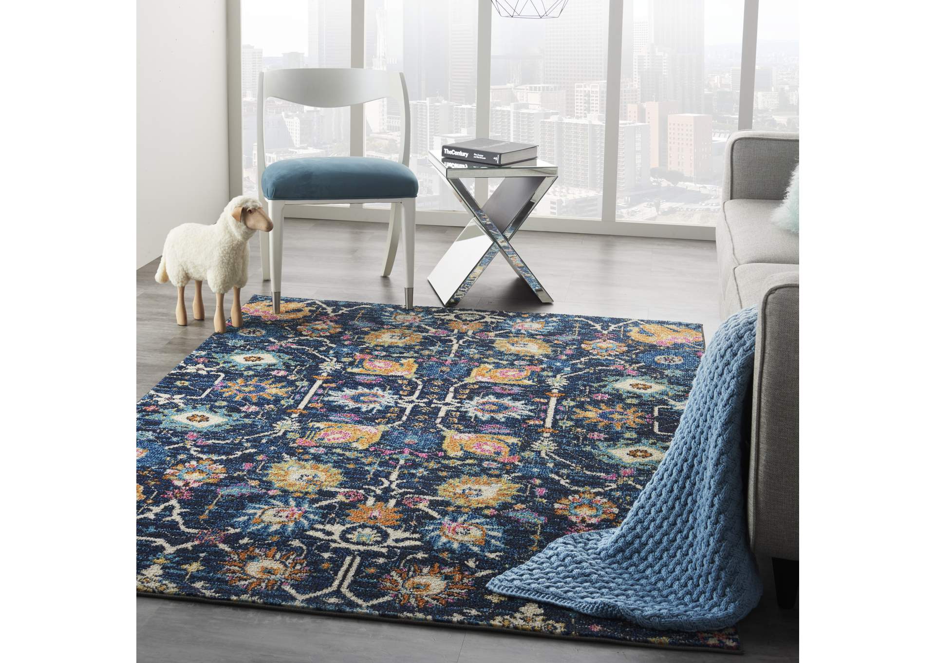 Nourison Passion 5' x 7' Navy and Blue Area Rug,Nourison