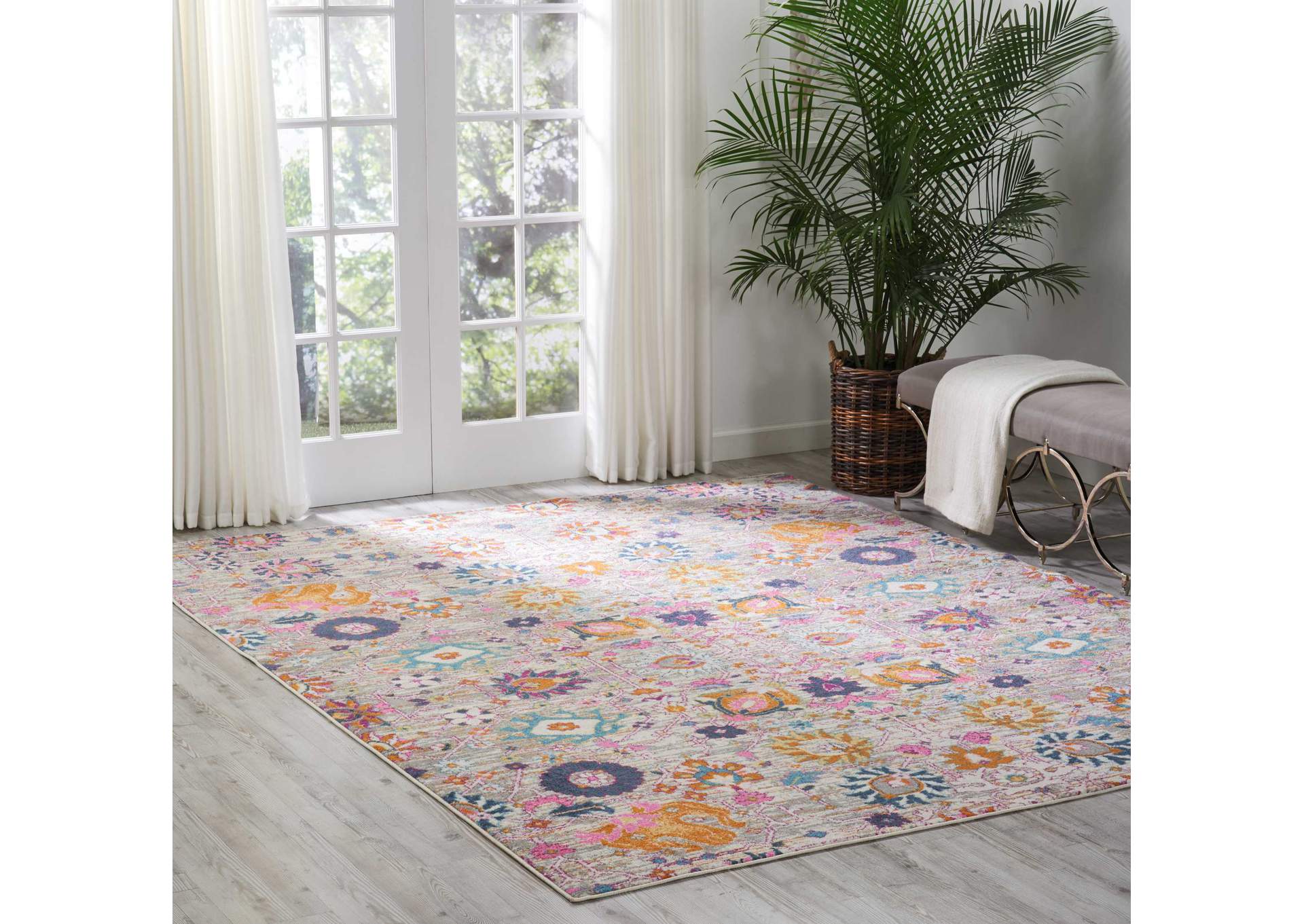 Nourison Passion PSN01 Pink and Grey 8'x10' Large Rug,Nourison