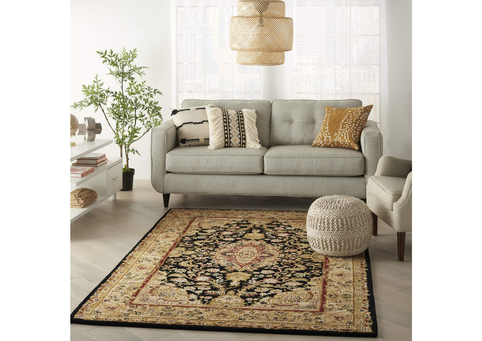 Nourison 2000 2028 Black 4'x6' Area Rug,Nourison