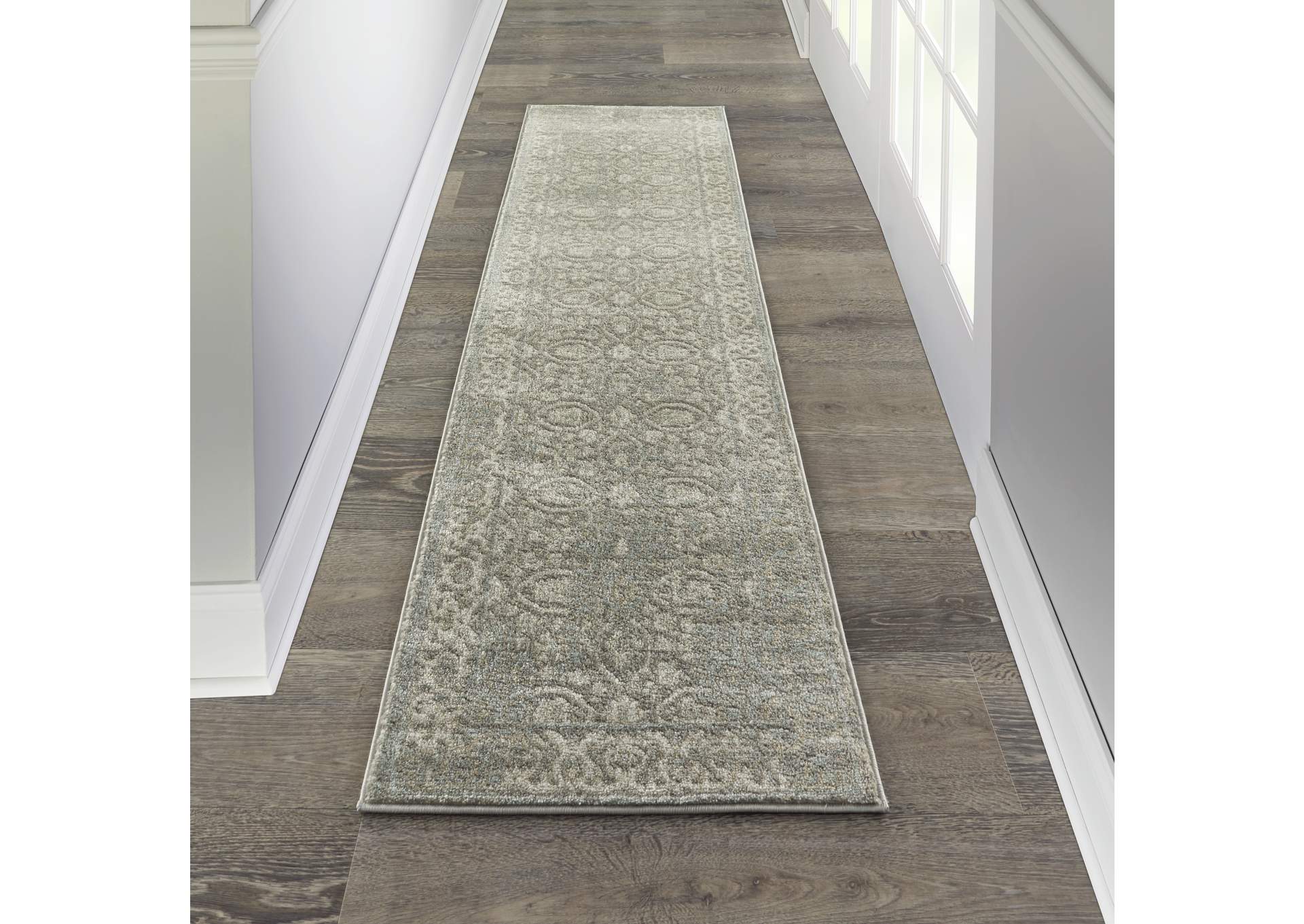 Nourison Euphoria EUP05 Grey 8' Runner Hallway Rug,Nourison