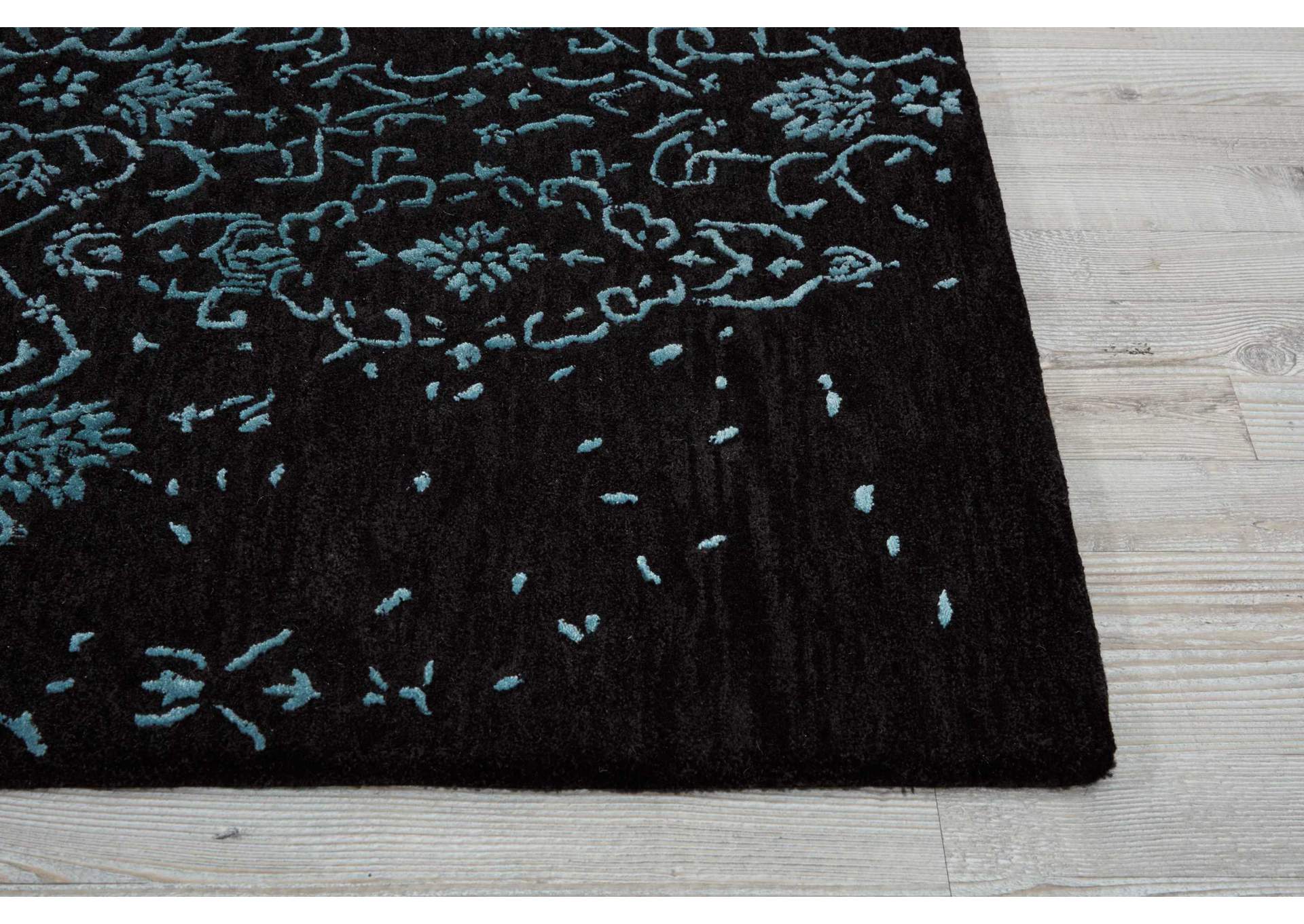 Nourison Opaline OPA06 Black and Blue 8' Runner Hallway Rug,Nourison