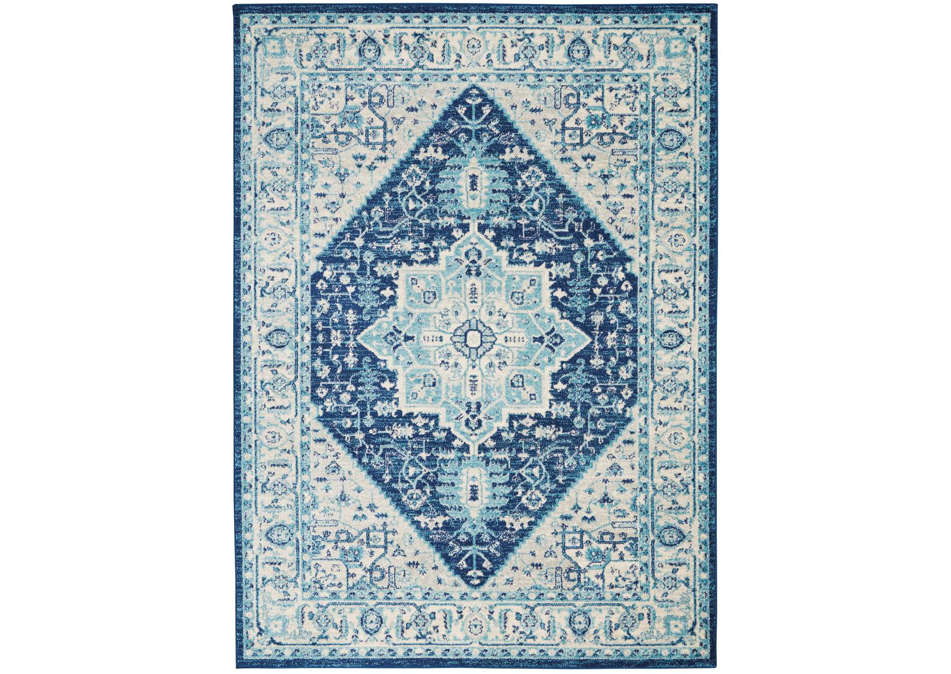 Nourison Tranquil TRA06 Blue and White 4'x6' Persian Area Rug,Nourison