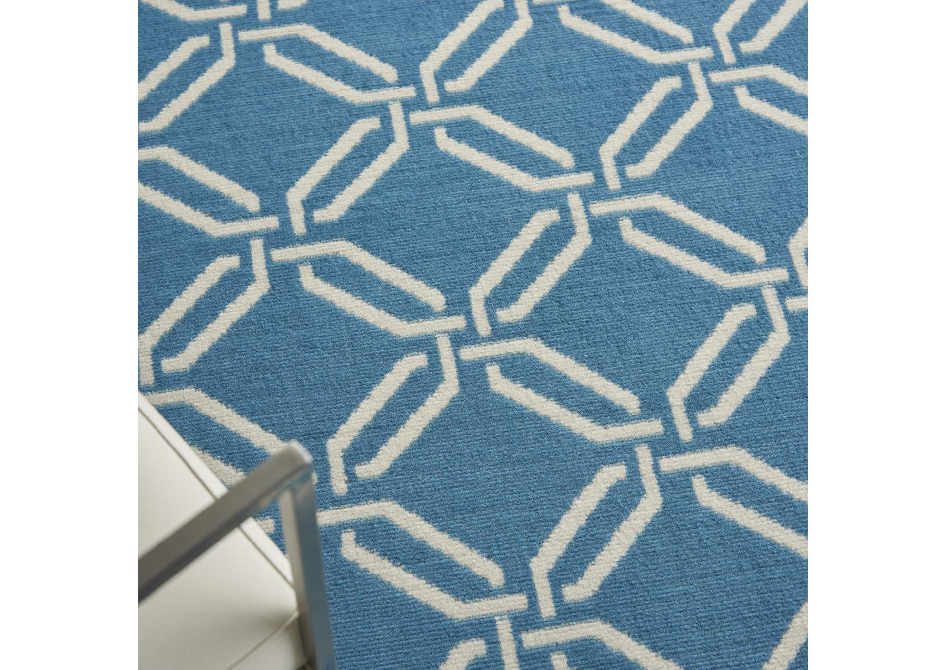 Nourison Jubilant JUB17 Blue 5'x7' Mid-century Area Rug,Nourison