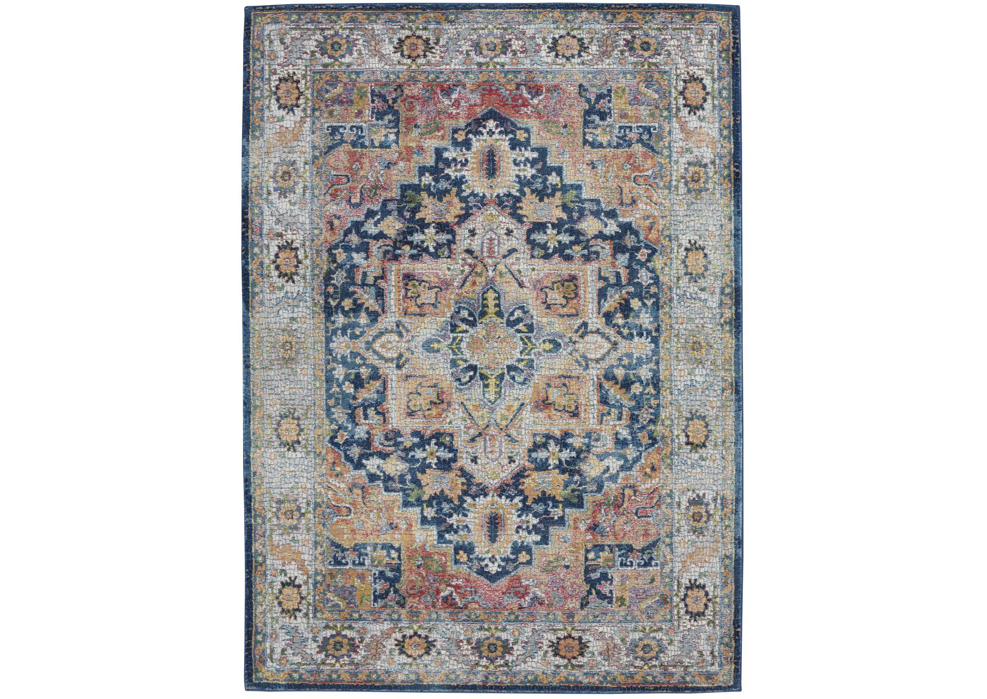 Nourison Ankara Global ANR11 Blue and Red Multicolor 4'x6' Persian Area Rug,Nourison