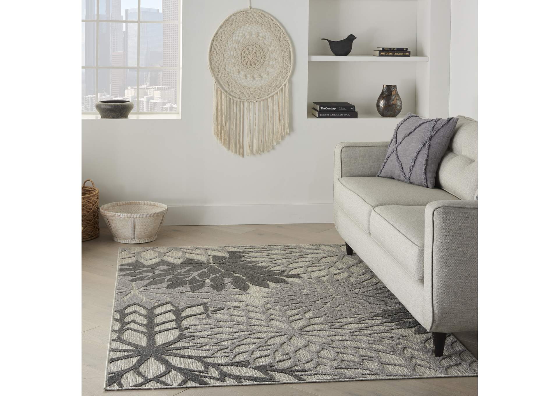 Nourison Aloha 6'x9' Silver Grey Area Rug,Nourison