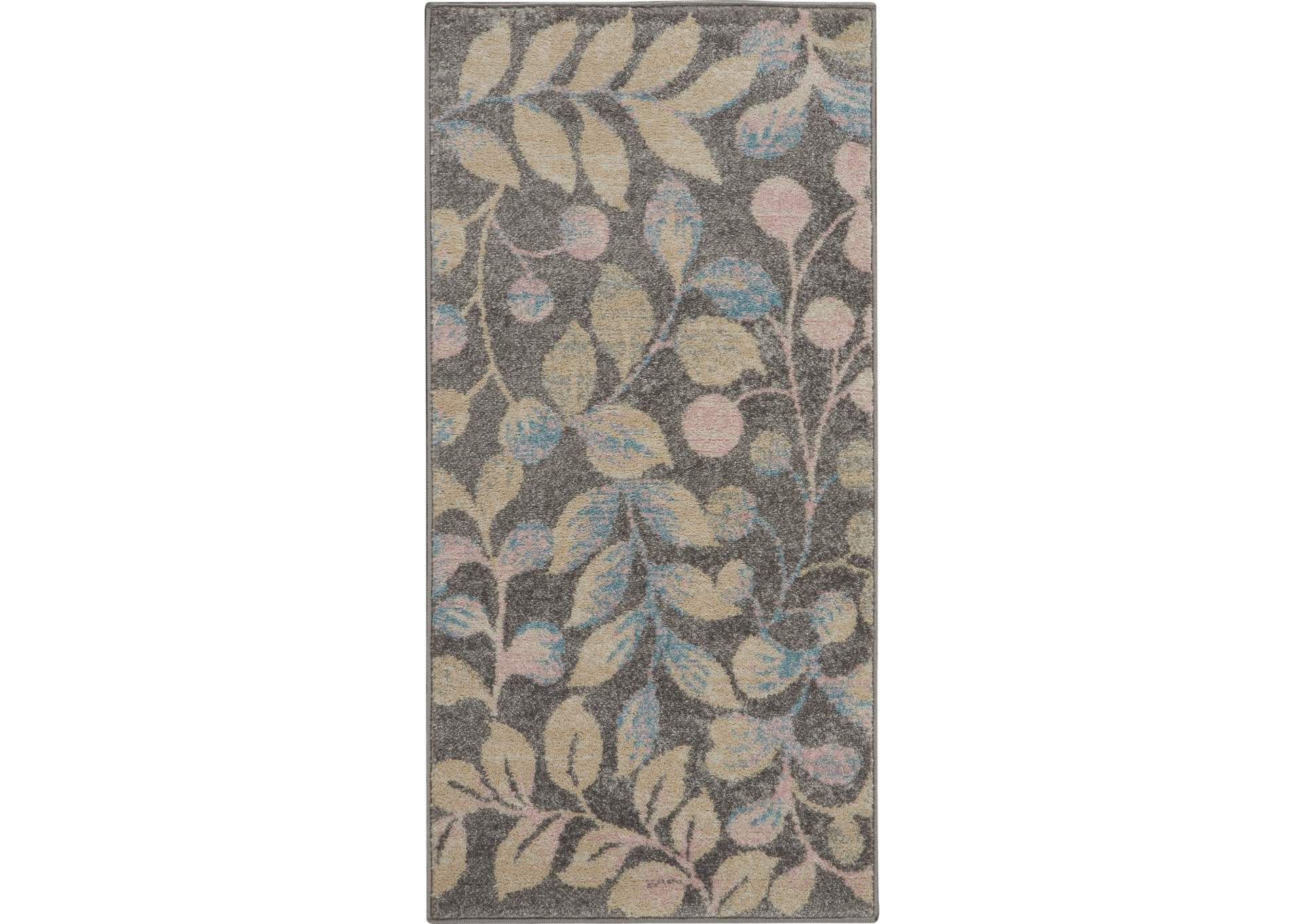 Nourison Tranquil 2'x4' Beige and Grey Botanical Small Rug,Nourison