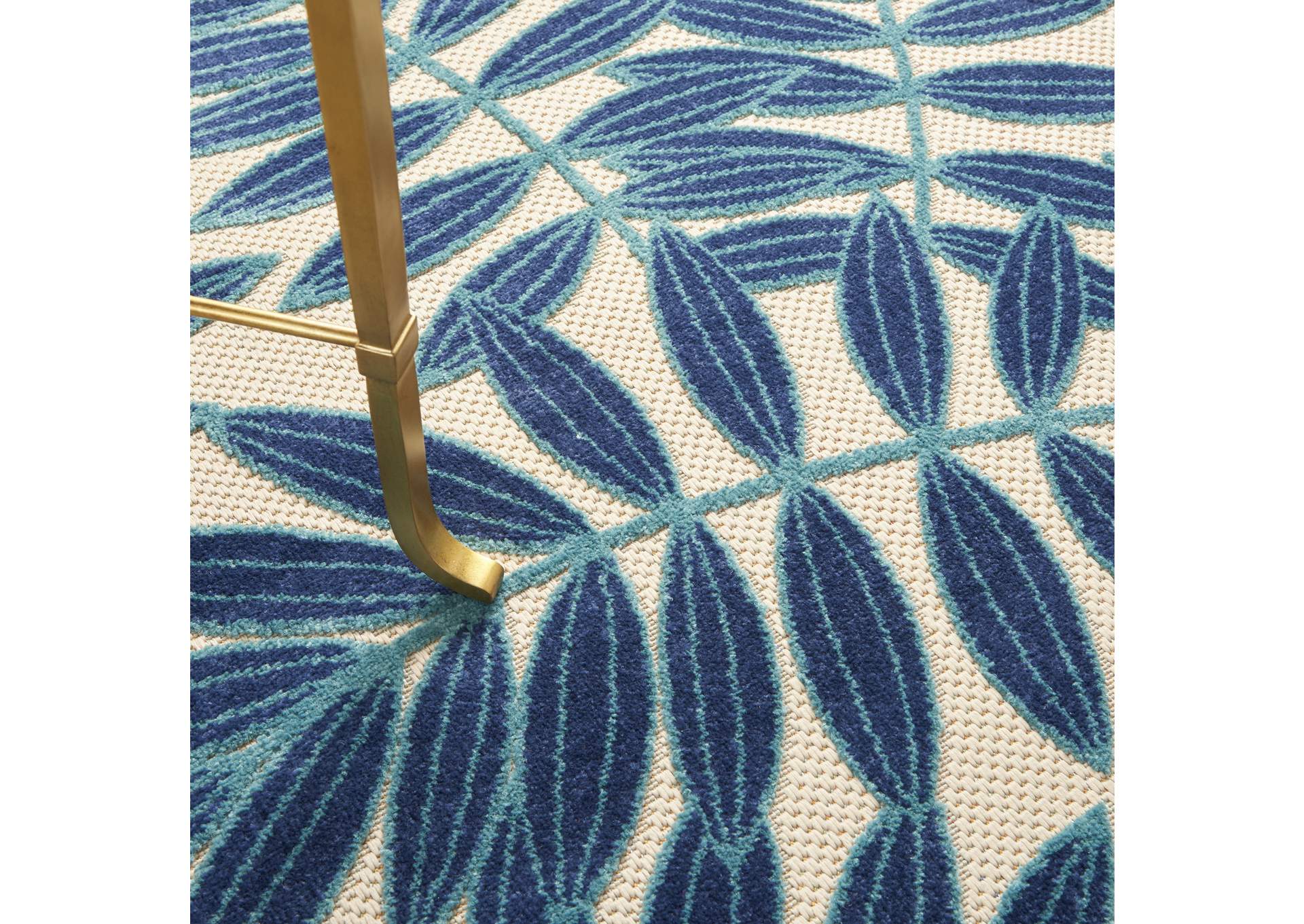 Nourison Aloha ALH18 Navy Blue and White 5'3 Round Indoor-outdoor Area Rug,Nourison