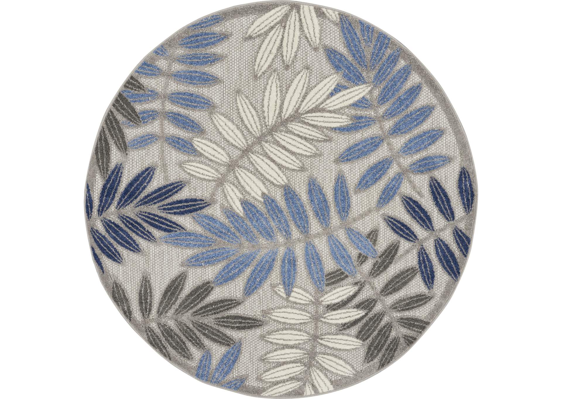 Nourison Aloha 5'xRound Blue Patio Area Rug,Nourison