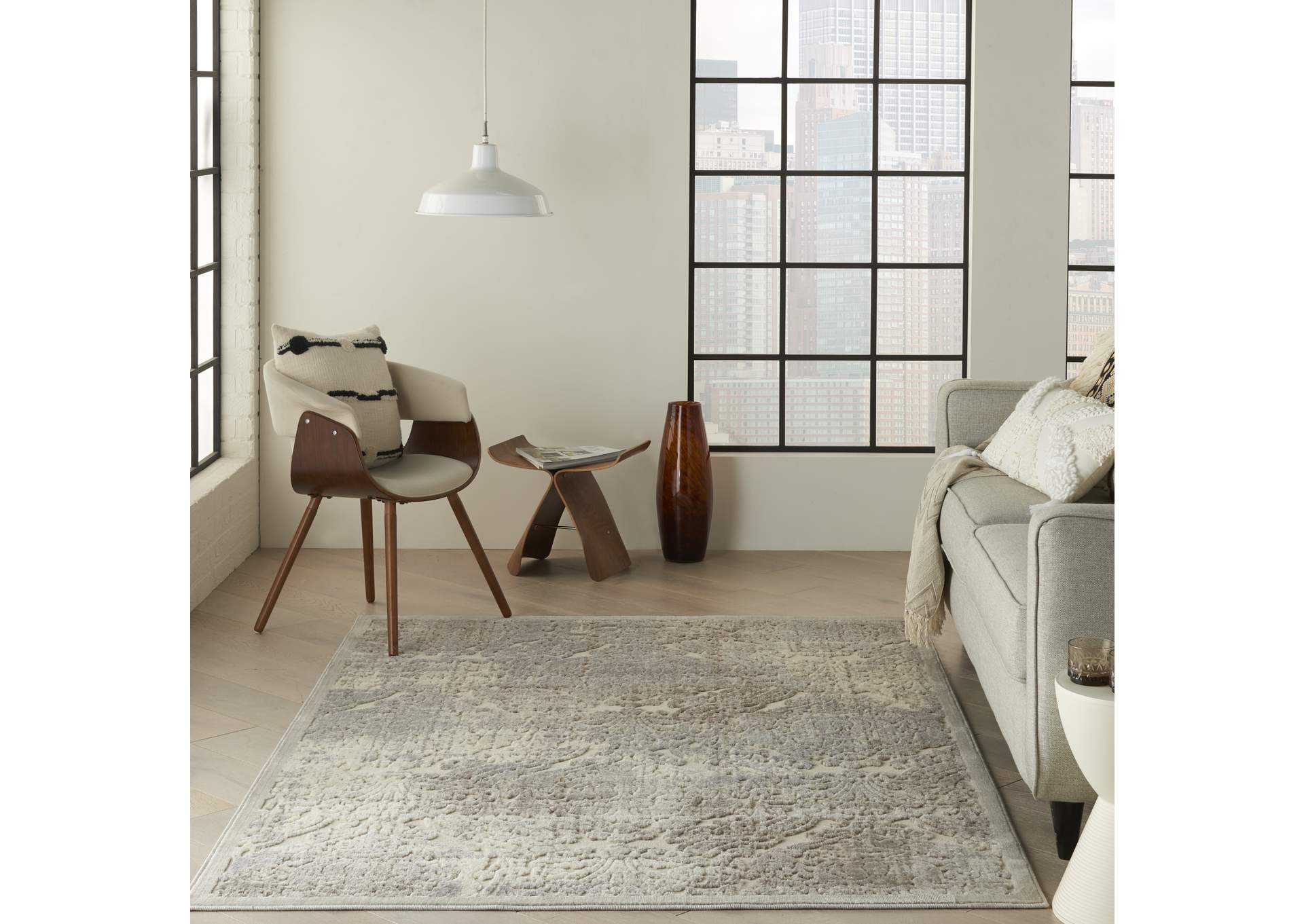 Nourison Graphic Illusions GIL09 White 4'x6' Area Rug,Nourison