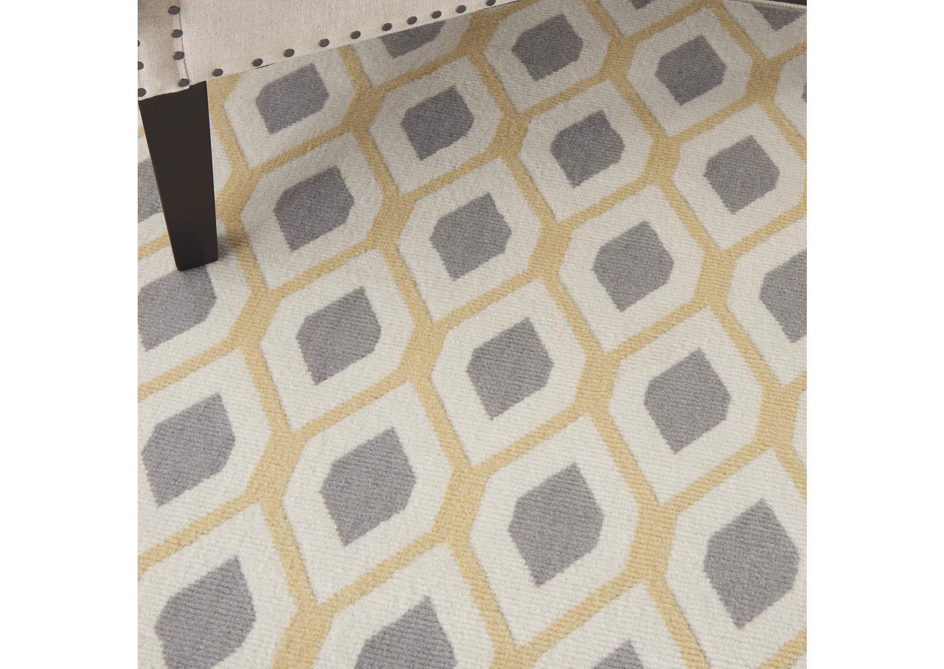 Nourison Grafix GRF22 Grey and White 8'x10' Large Rug,Nourison