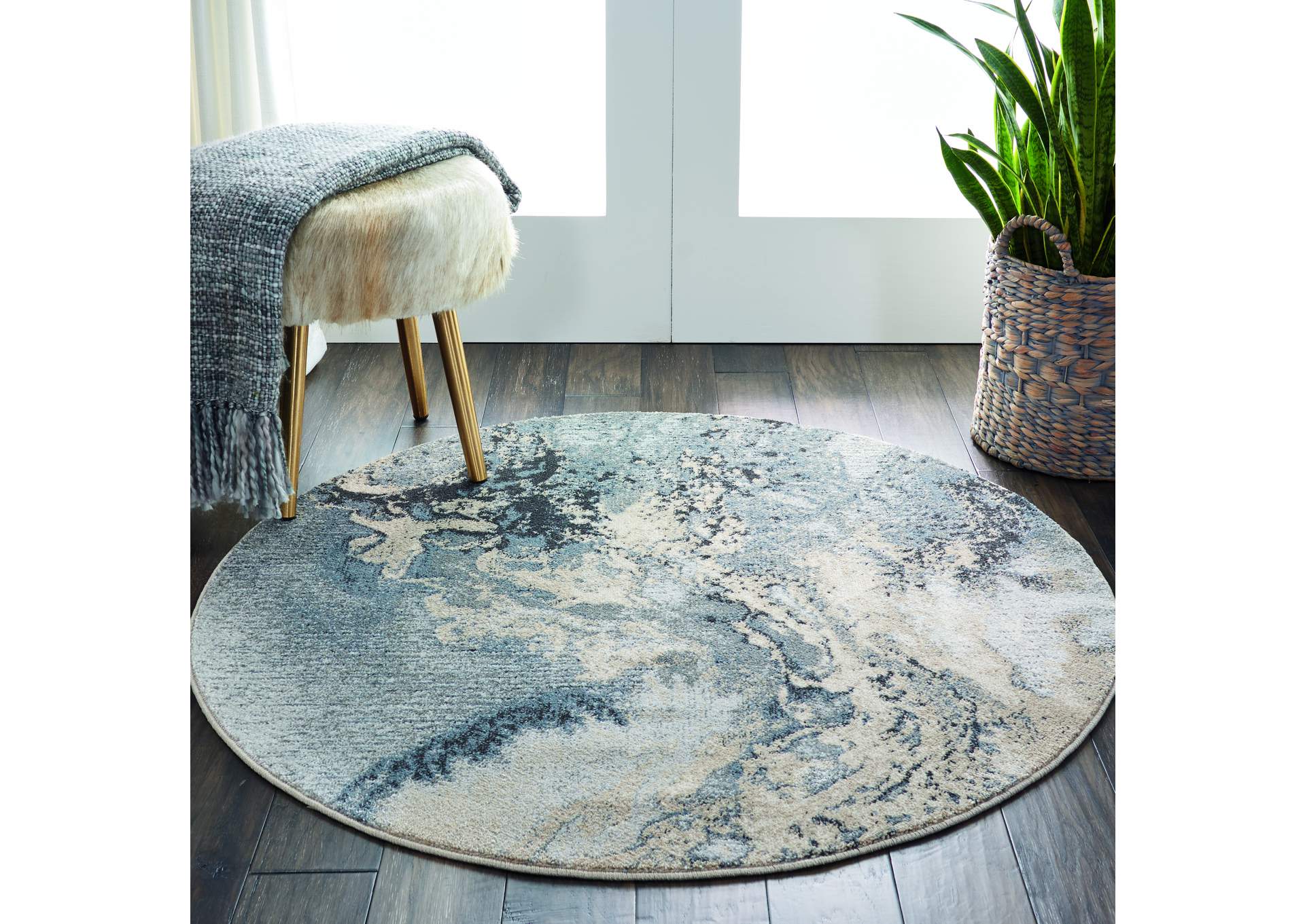 Nourison Maxell MAE08 Grey 5' Round Area Rug,Nourison