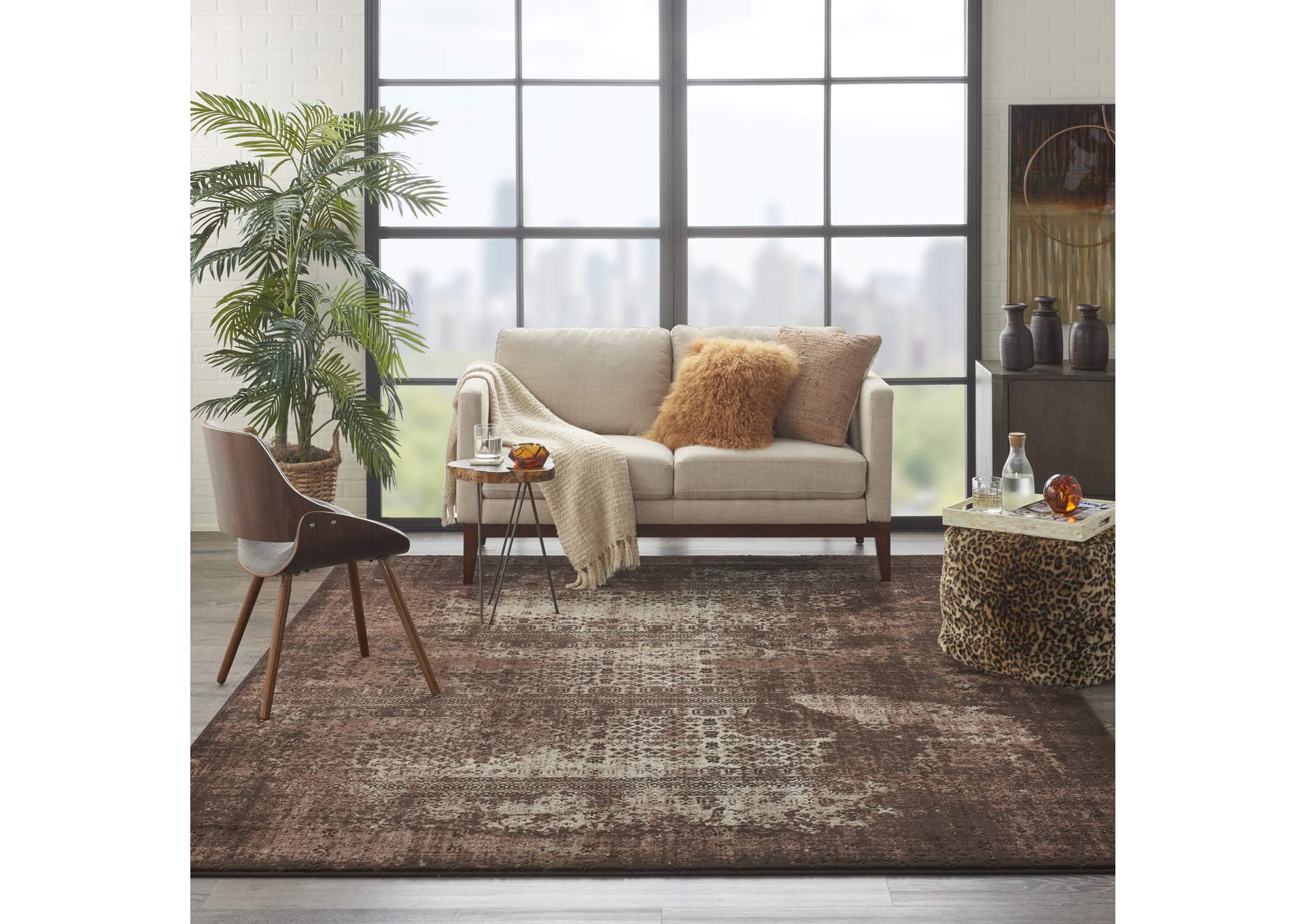 Nourison Karma KRM01 Brown 8'x11' Oversized Rug,Nourison