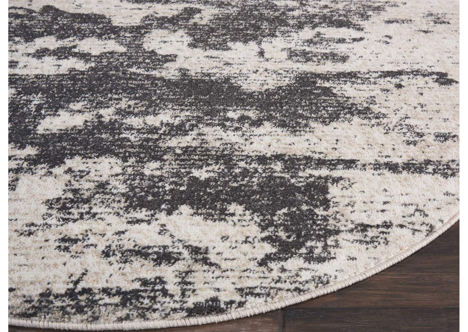 Nourison Maxell MAE07 Grey and White 4' Round Area Rug,Nourison