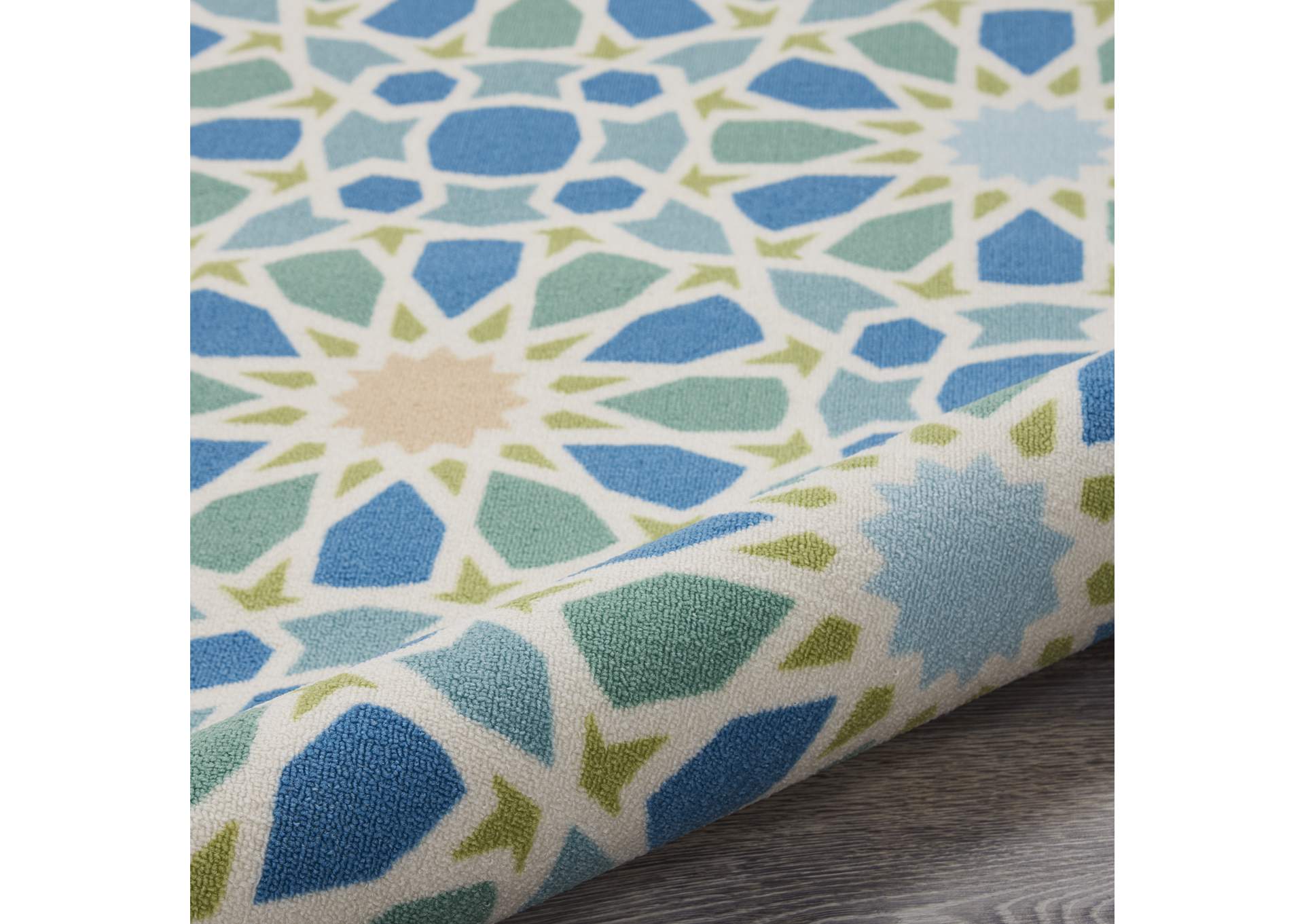 Nourison Sun N Shade SND29 Blue 8' Runner Hallway Rug,Nourison