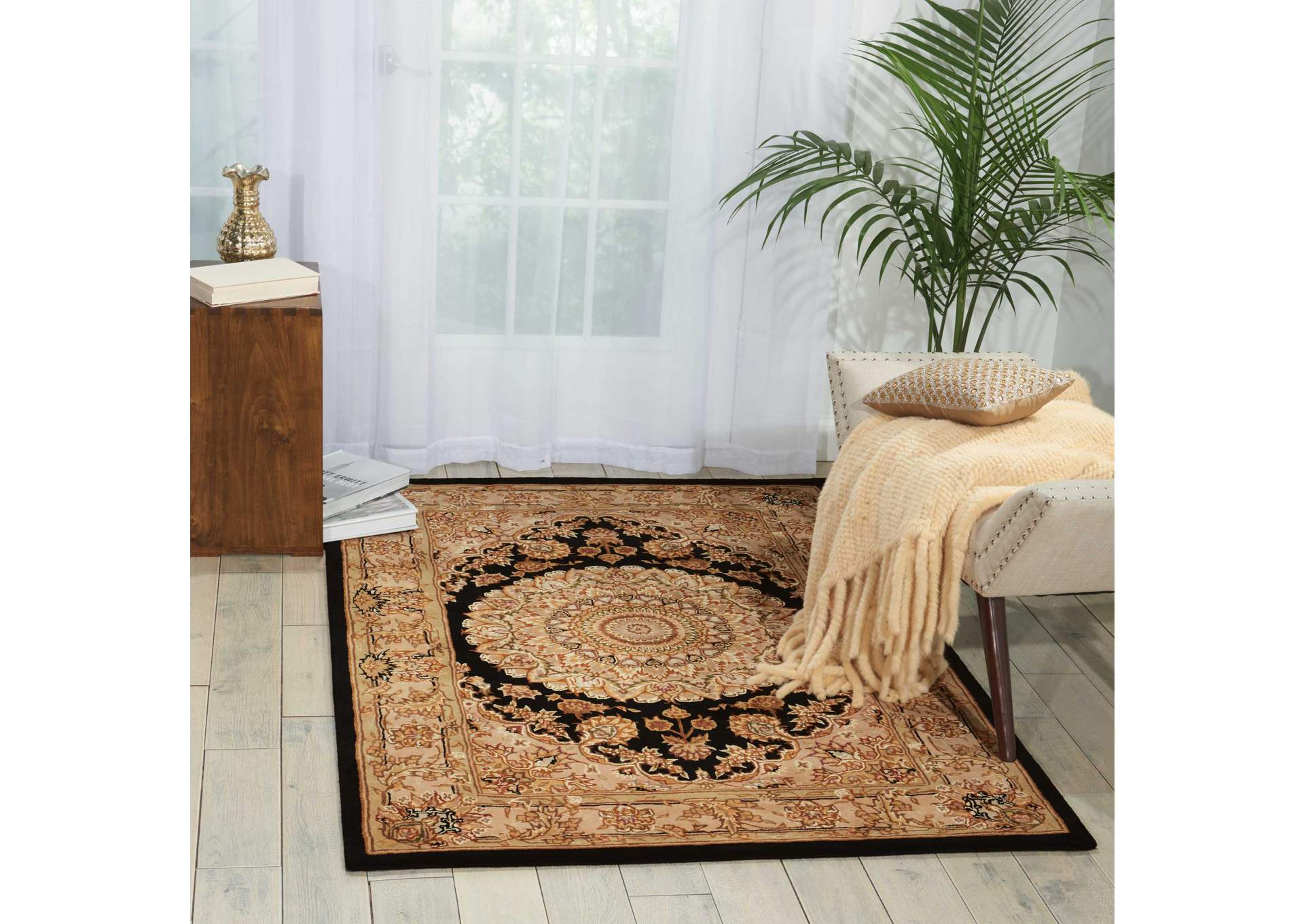 Nourison 2000 2233 Black 8' Runner Area Rug,Nourison