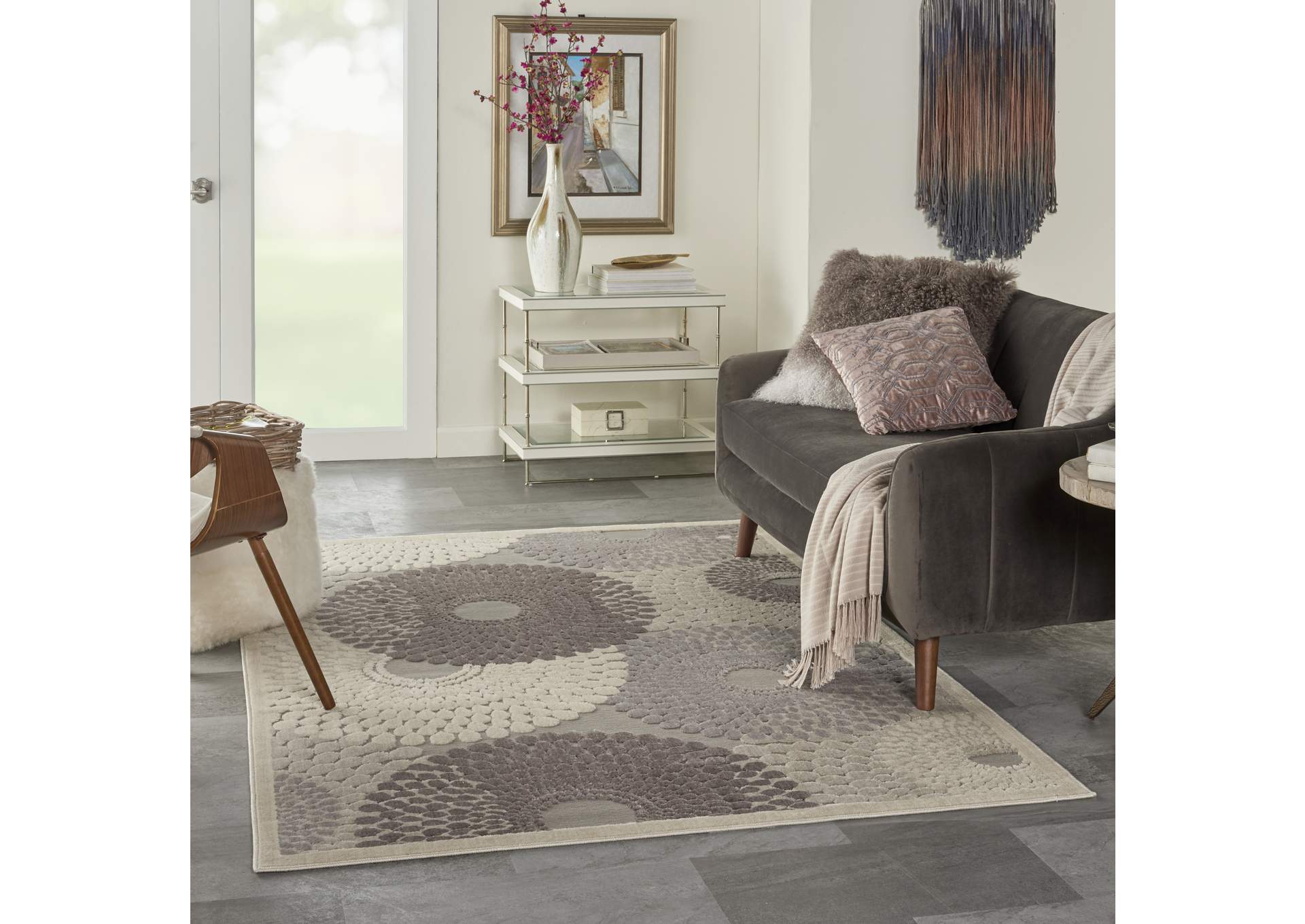 Nourison Graphic Illusions GIL04 Grey 4'x6' Area Rug,Nourison