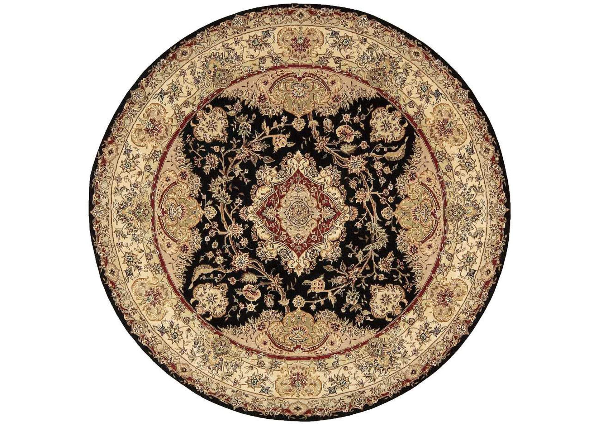 Nourison 2000 2028 Black 8' Round Area Rug,Nourison