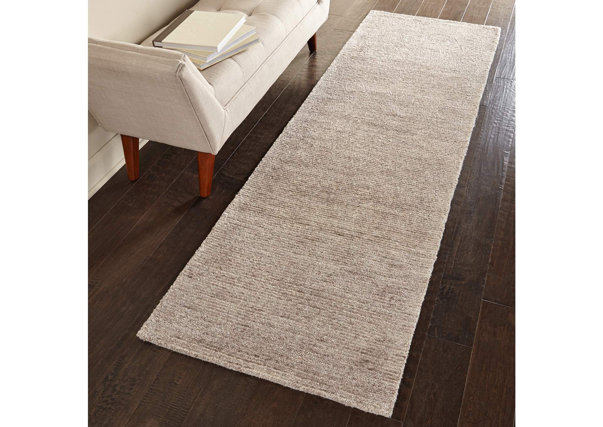 Nourison Weston WES01 Beige 8' Runner Textured Hallway Rug,Nourison