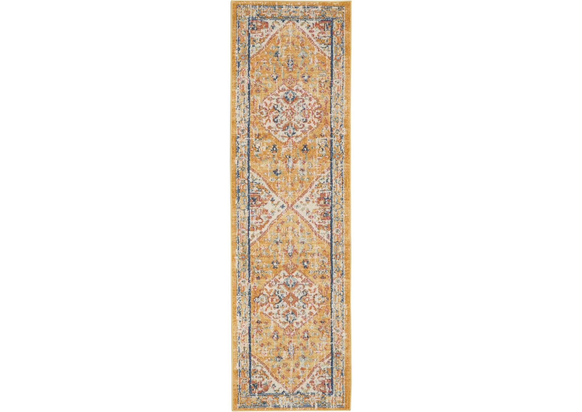 Nourison Passion 8' Runner Ivory and Yellow Area Rug,Nourison