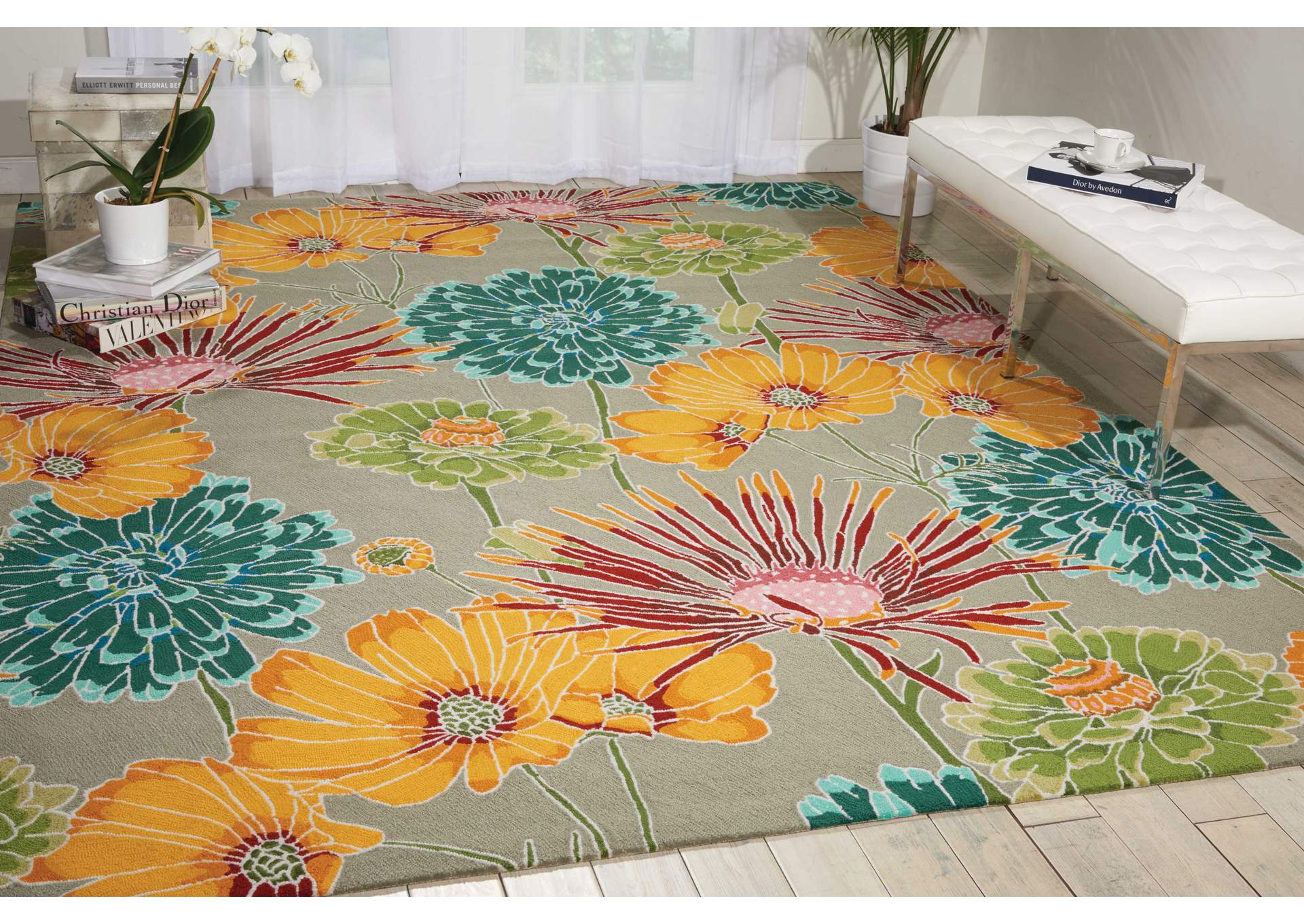 Nourison Fantasy FA26 Grey 4'x6' Area Rug,Nourison