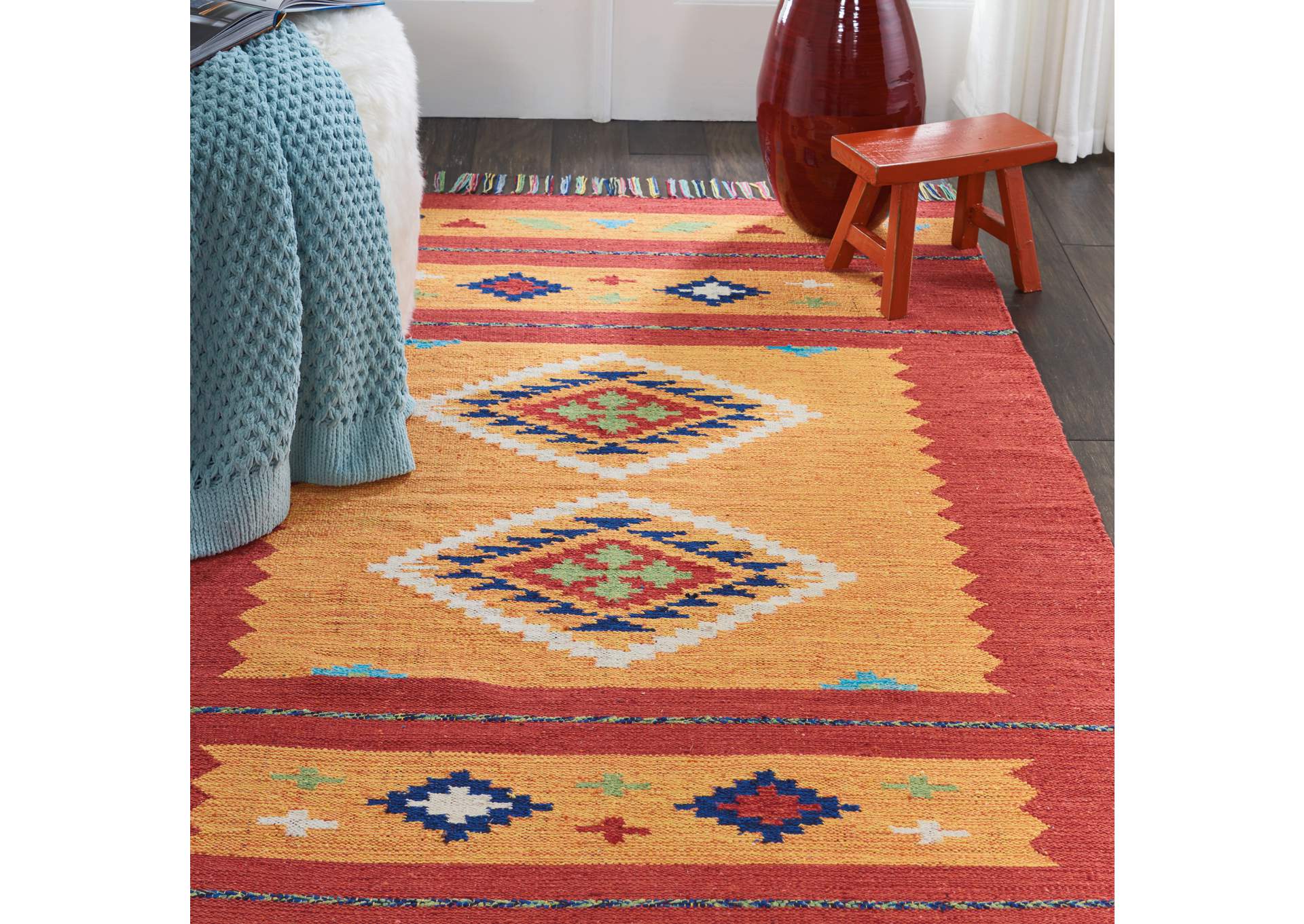 Nourison Baja BAJ02 Yellow and Red 5'x7' Southwestern Area Rug,Nourison