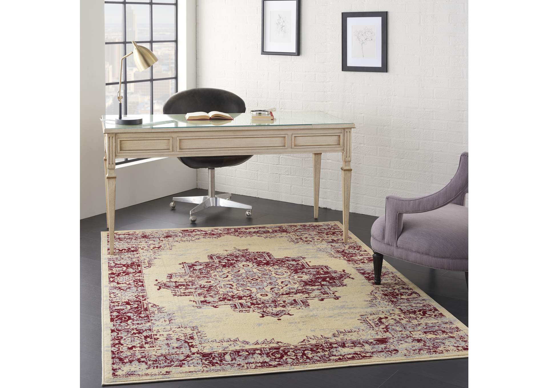 Nourison Grafix GRF14 Red and White 5'x7' Area Rug,Nourison