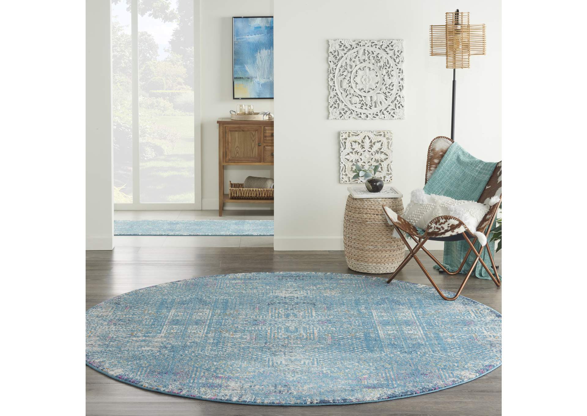 Nourison Passion 8' Round Blue Area Rug,Nourison