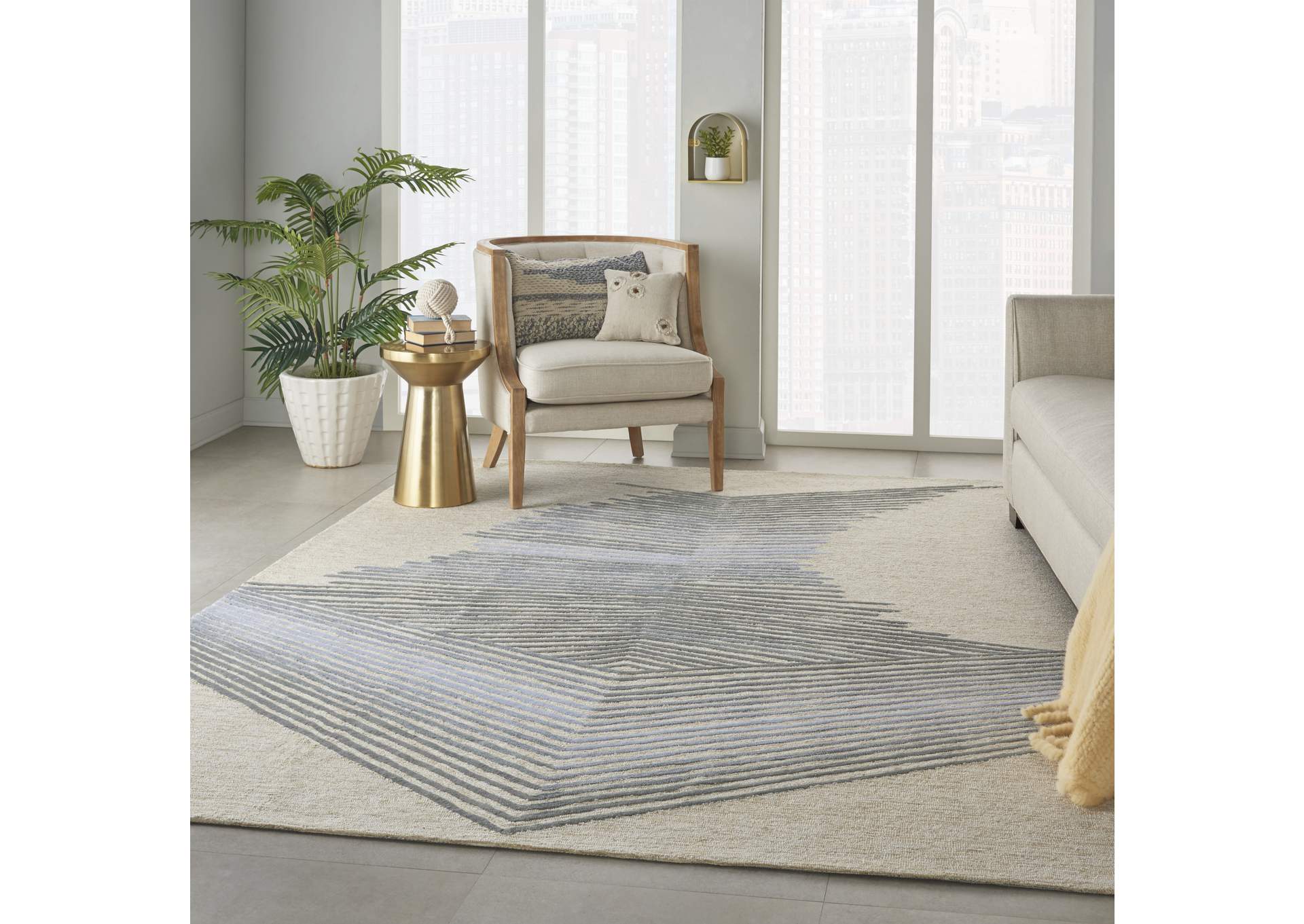 Nourison Symmetry SMM06 Ivory 9'x12' Oversized Textured Rug,Nourison