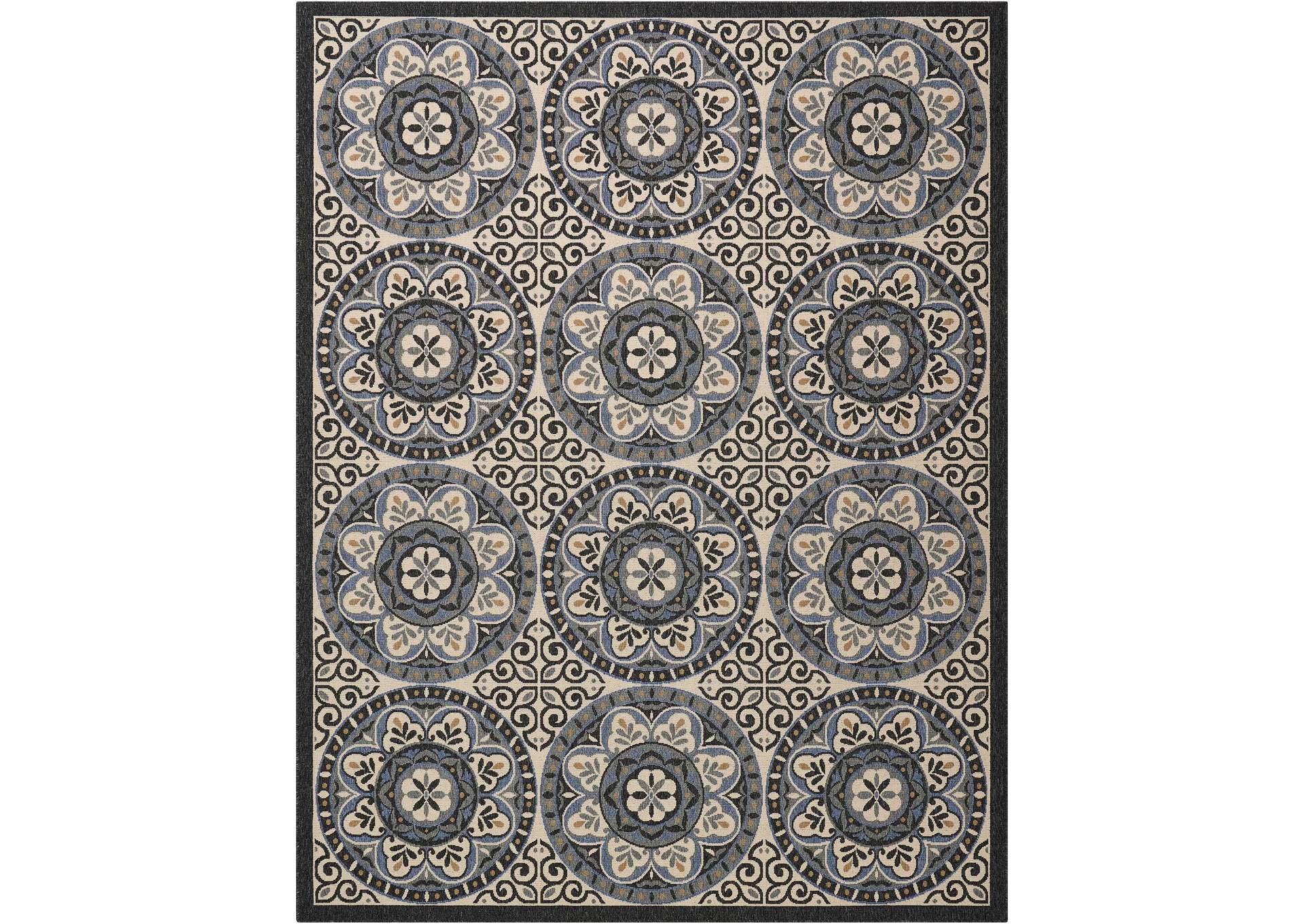 Nourison Caribbean CRB15 White and Black 8'x11' Oversized Rug,Nourison