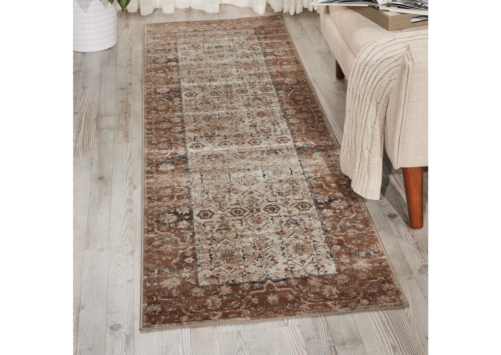 kathy ireland Home Malta MAI04 Beige 8' Runner Hallway Rug,Nourison