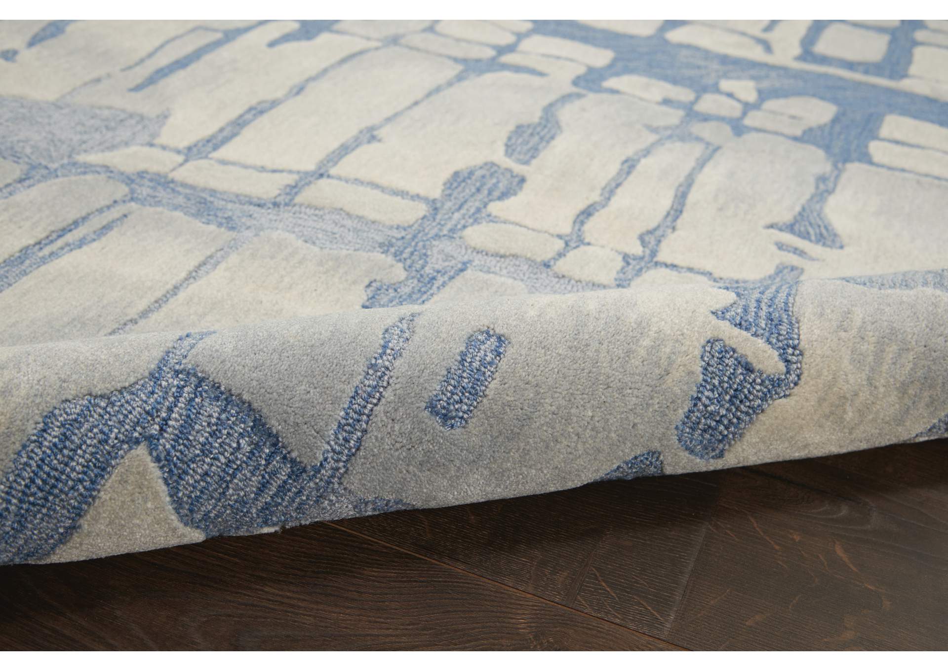 Nourison Symmetry SMM04 Blue and Grey 8'x10' Large Textured Rug,Nourison