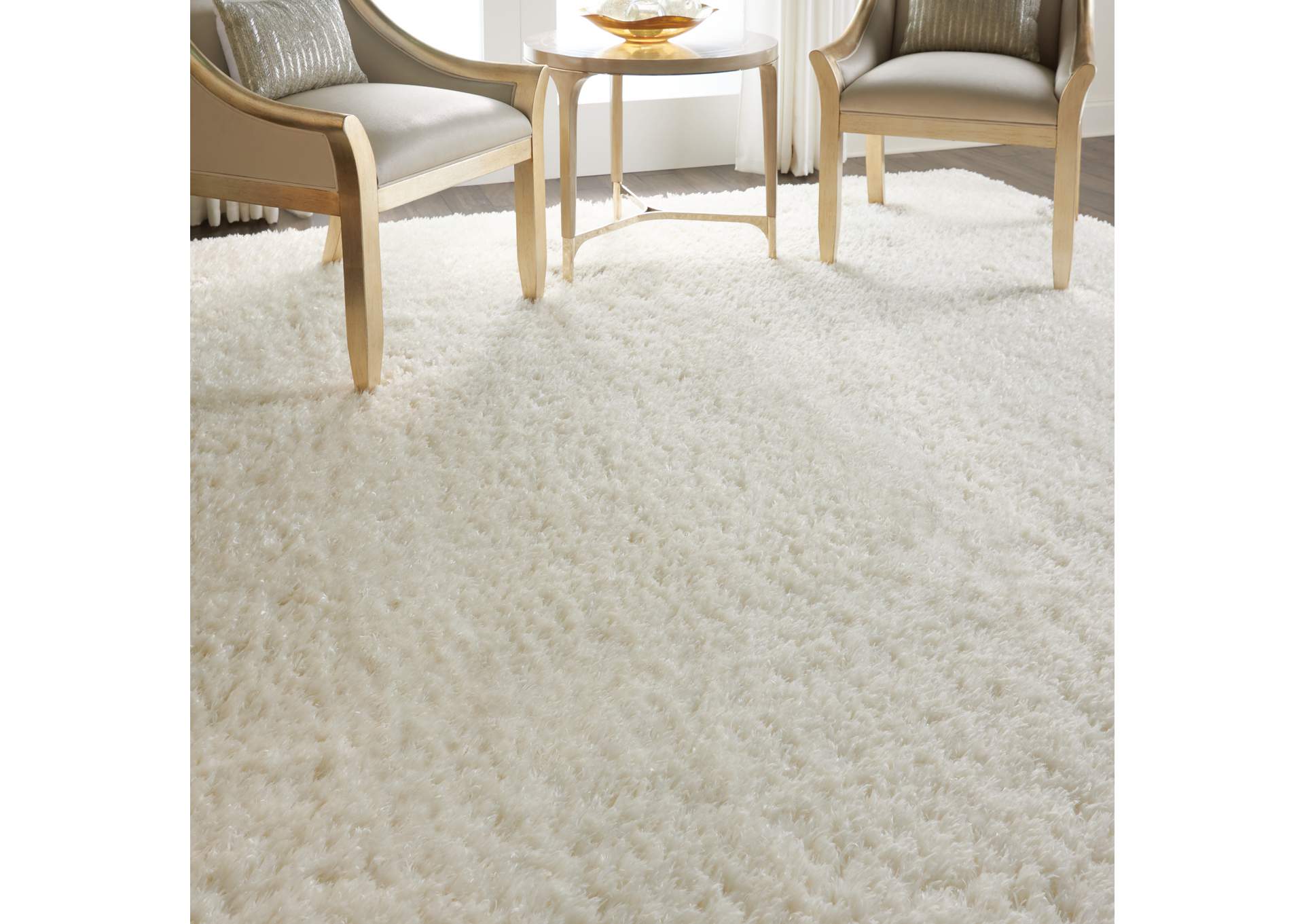 Nourison Luxe Shag LXS01 White 9'x12' Oversized Rug,Nourison