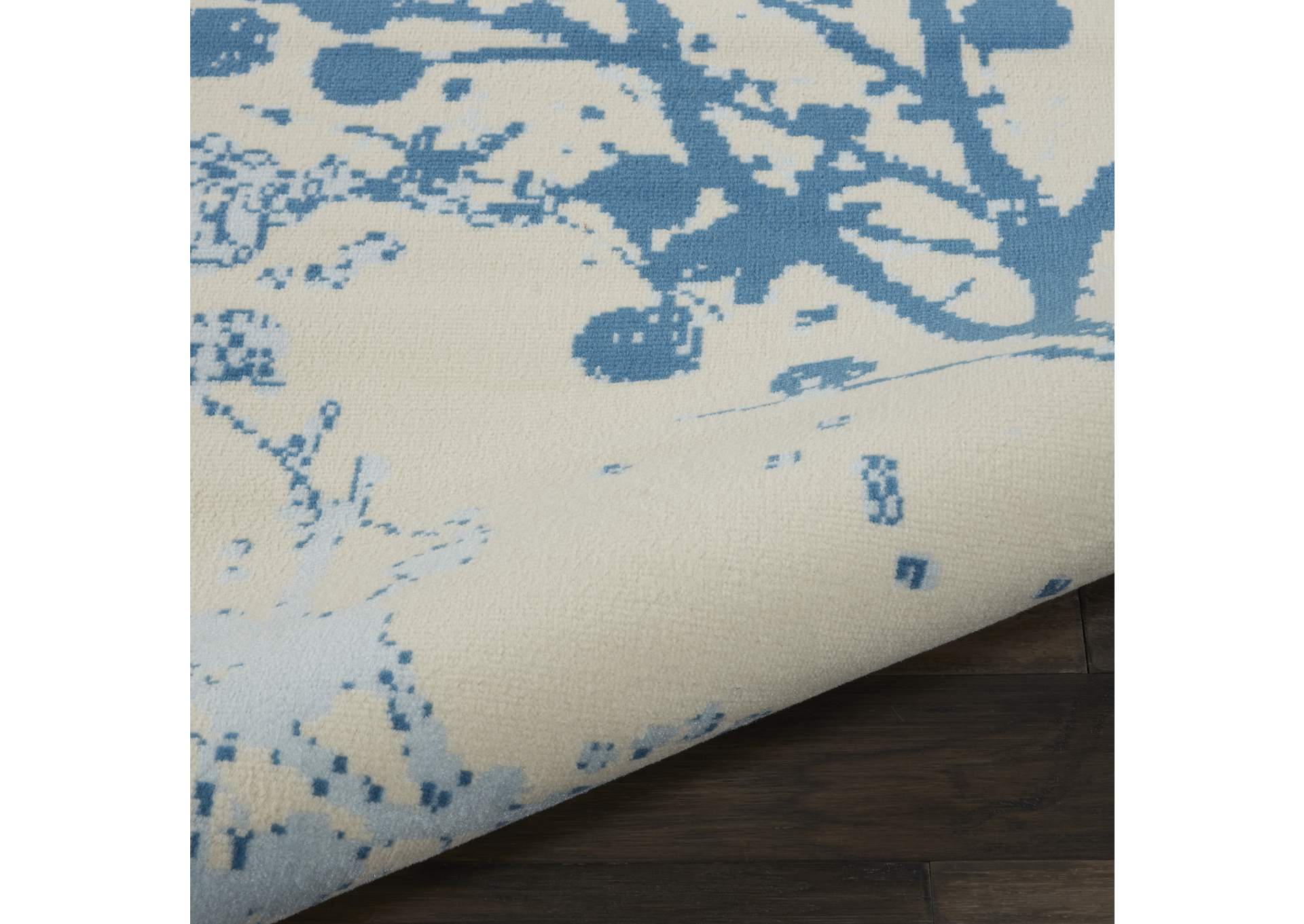 Nourison Jubilant JUB12 White and Blue 8'x10' Large Low-pile Rug,Nourison