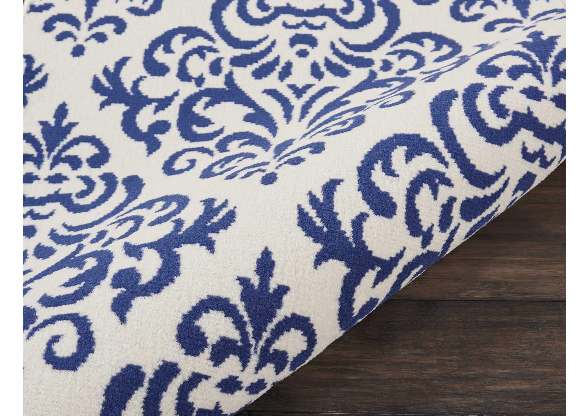 Nourison Grafix GRF06 Navy Blue and White 8' Runner Hallway Rug,Nourison