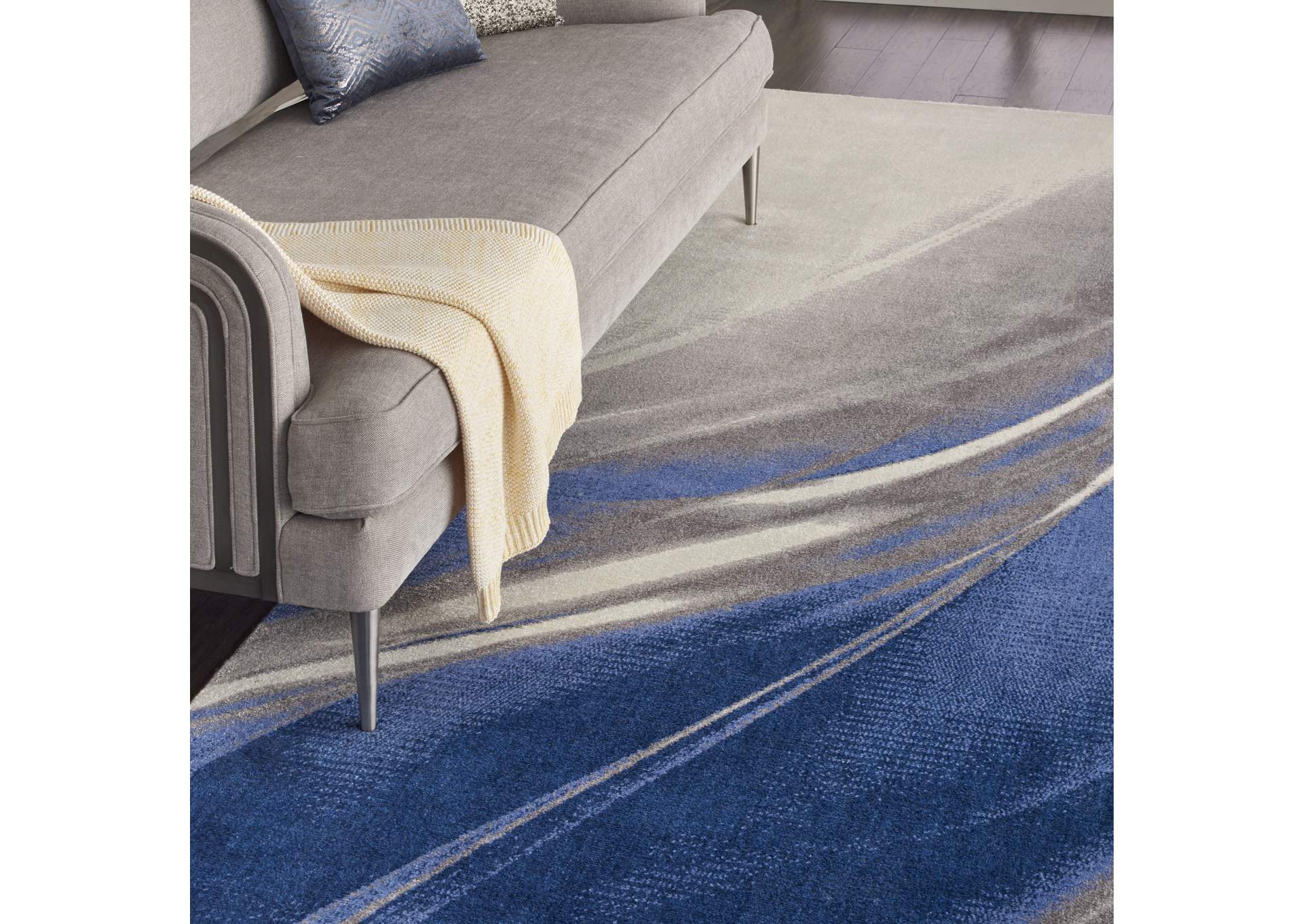 Nourison Twilight TWI28 Ivory and Blue 9'x12' Oversized Rug,Nourison