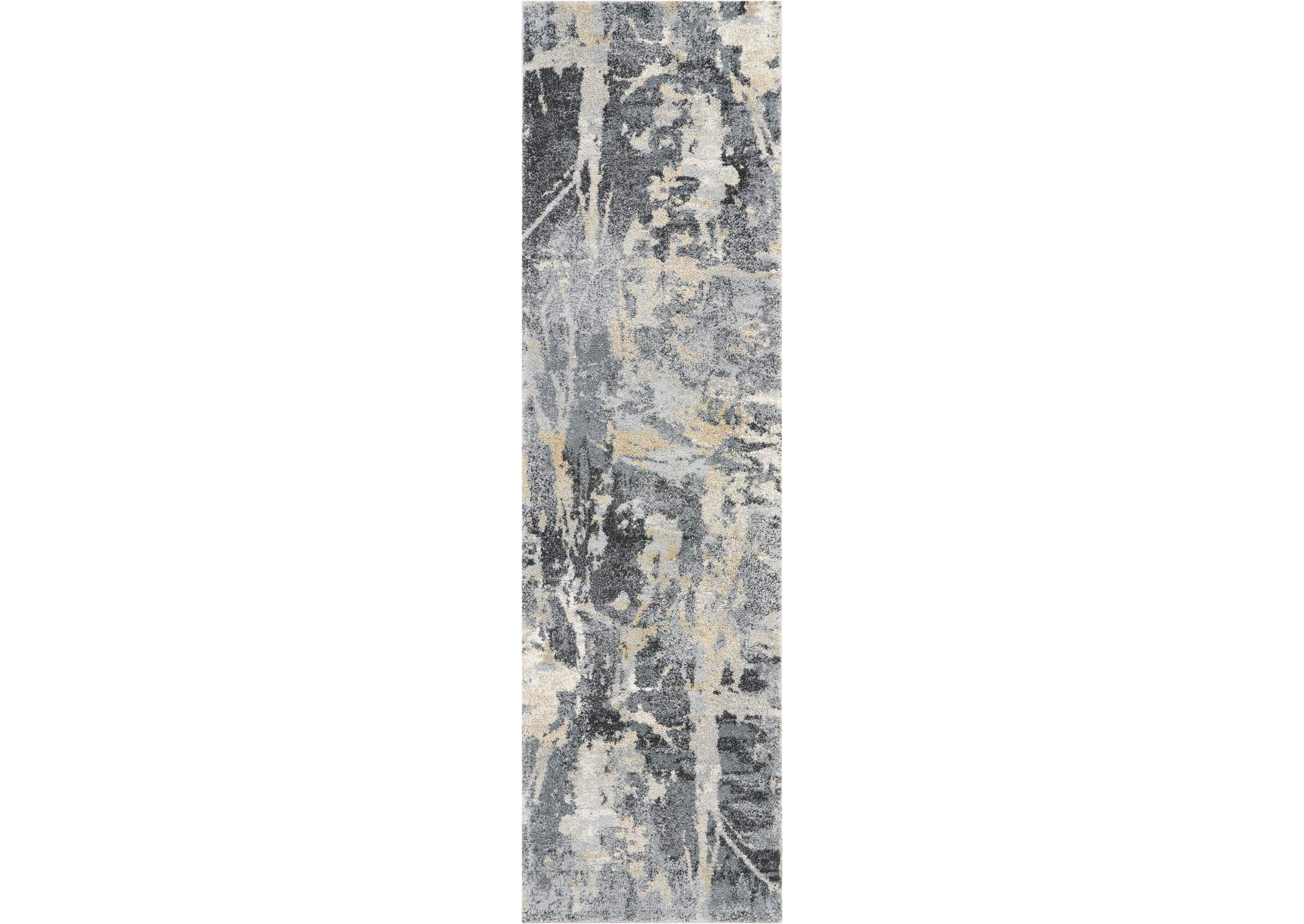 Nourison Fusion FSS10 Beige and Grey 8' Runner Plush Shag Hallway Rug,Nourison