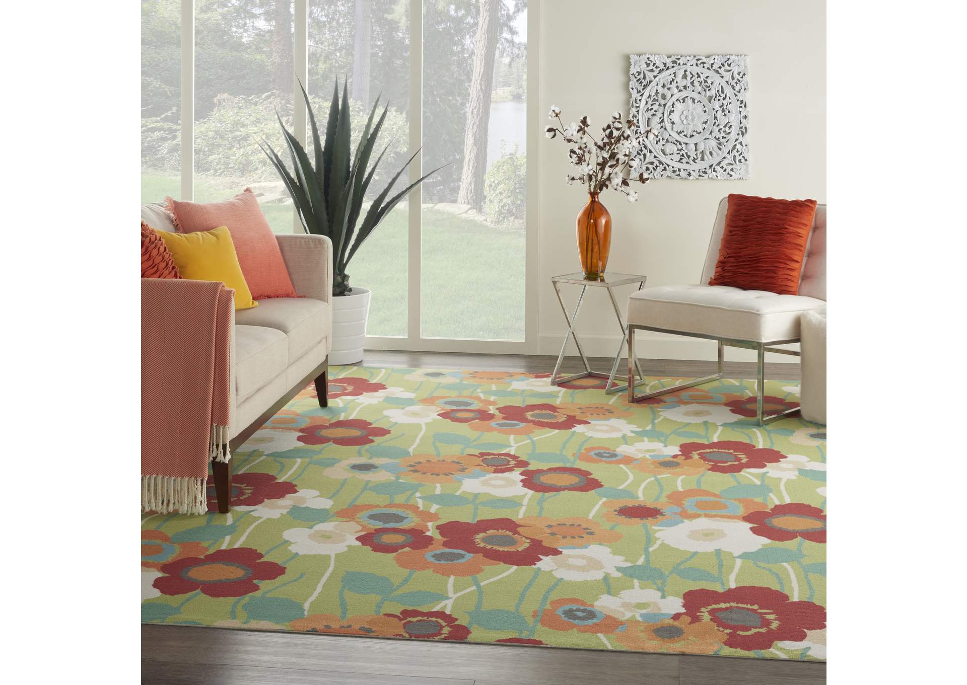 Waverly Sun N Shade SND27 Green 8'x11' Rug,Nourison