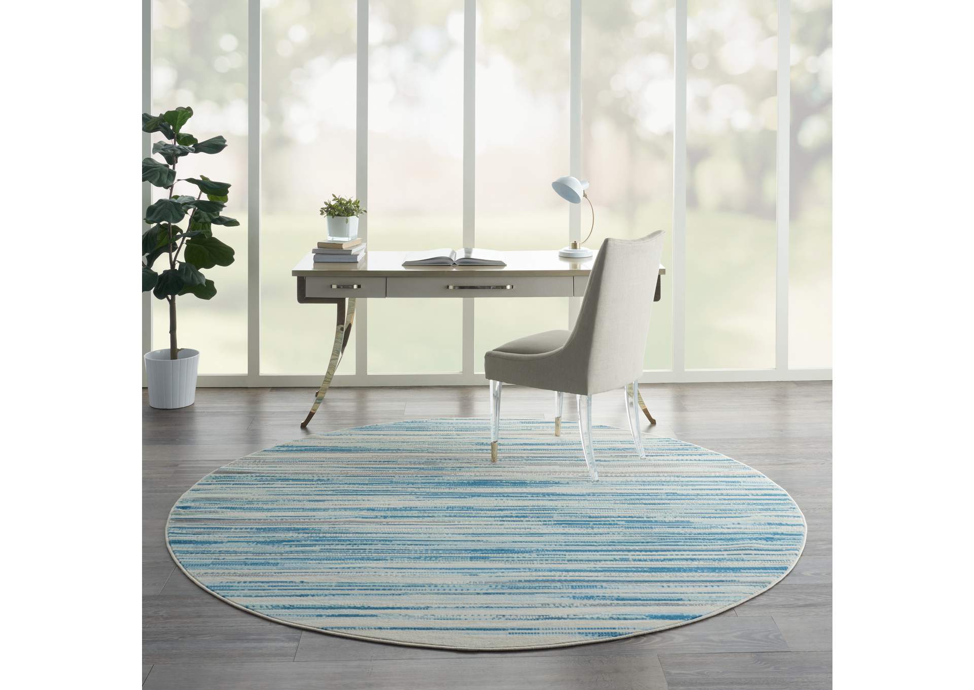 Nourison Jubilant 8' Round Blue Area Rug,Nourison