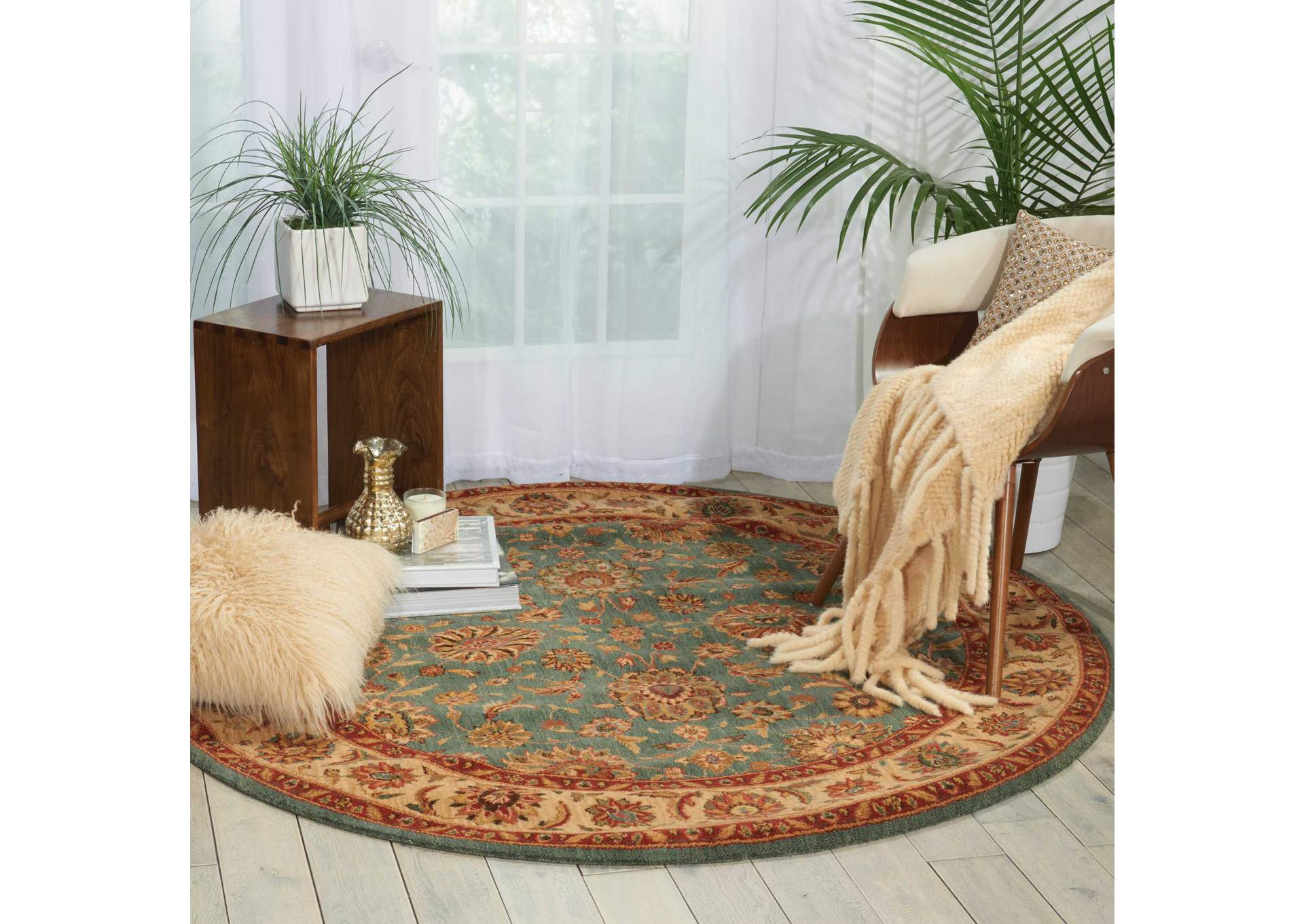 Nourison Living Treasures LI05 Blue 6' Round Area Rug,Nourison